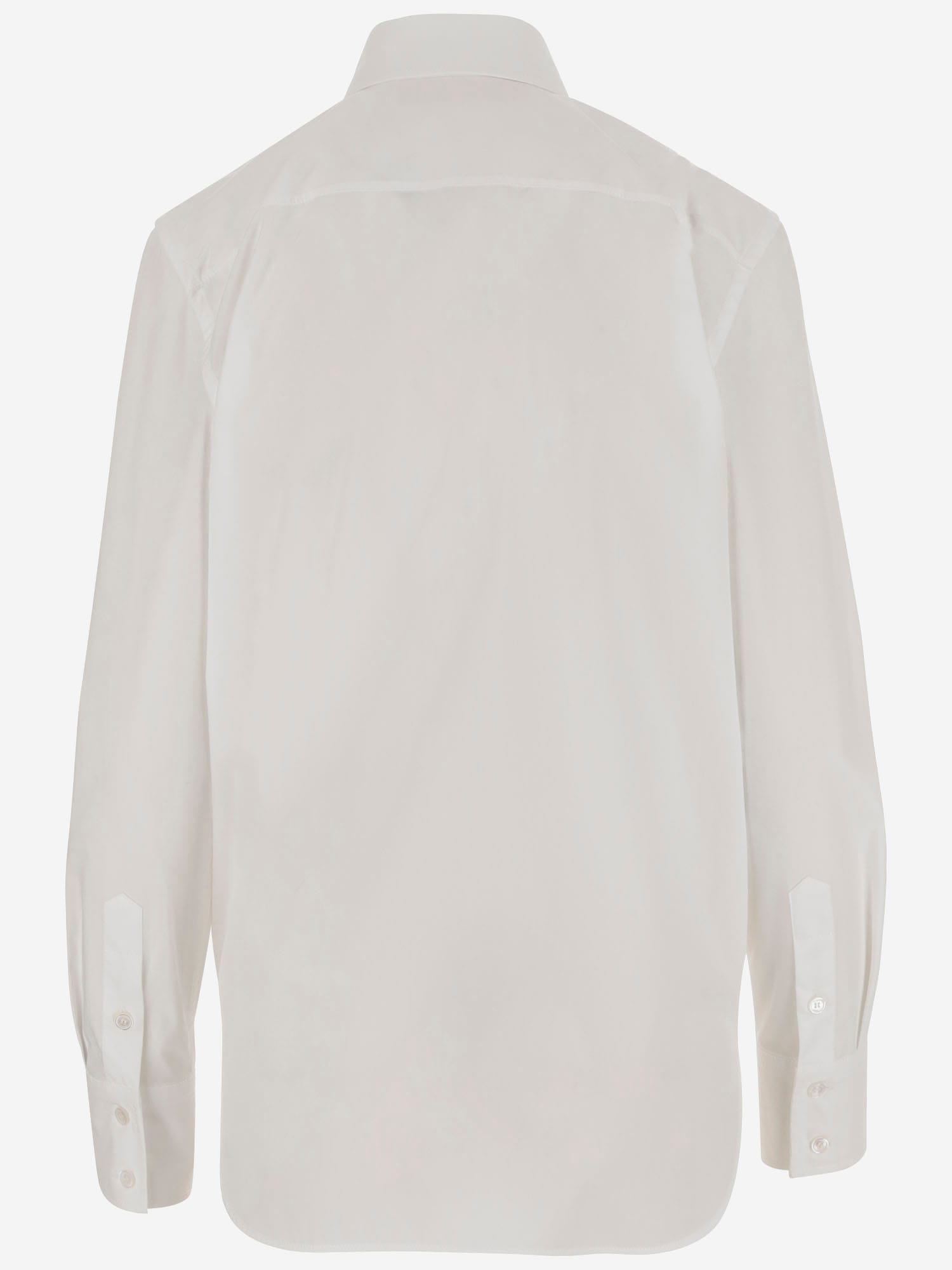 Valentino Faux Pearl-embellished Cotton Poplin Shirt In Bianco Ottico