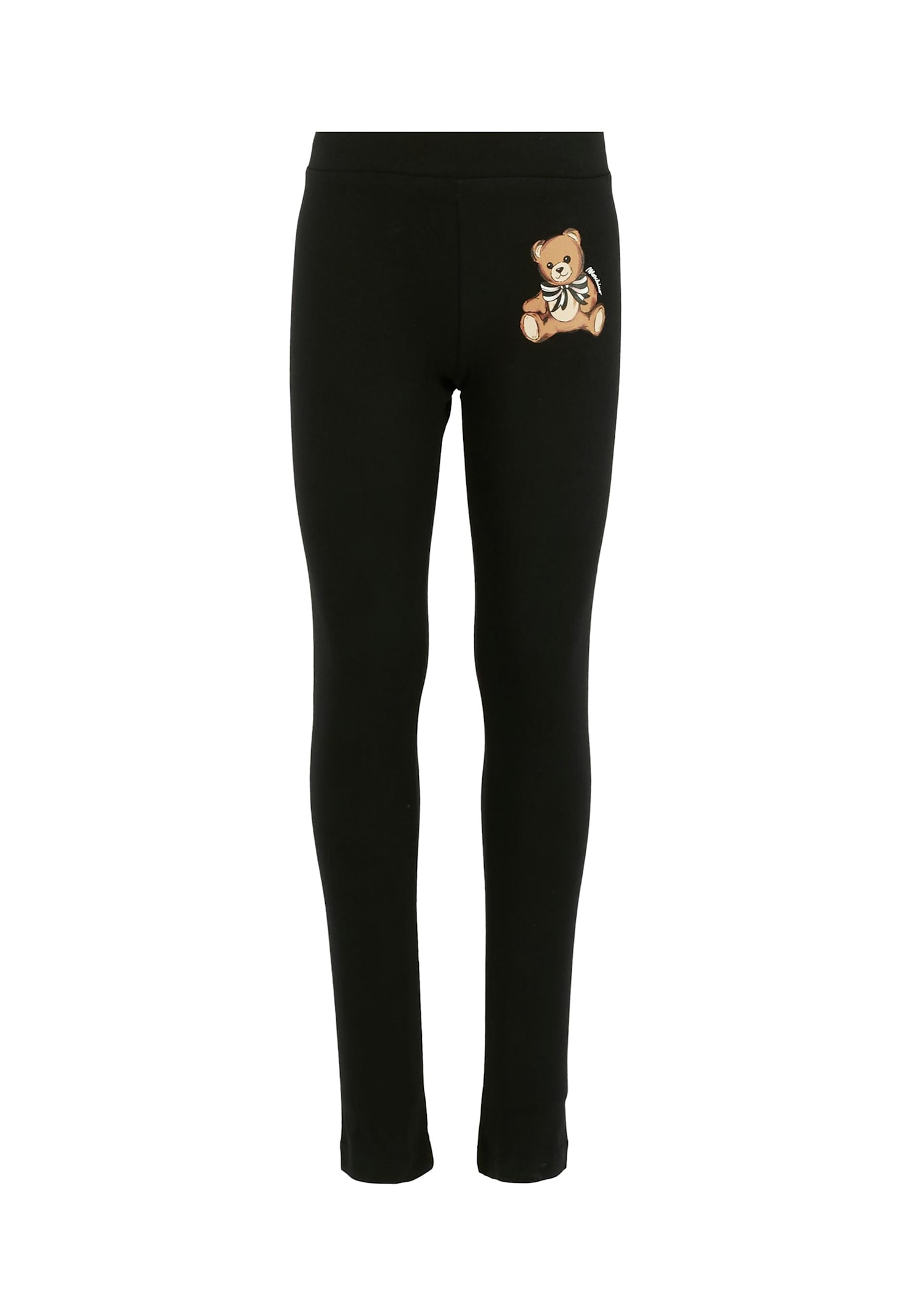 Moschino Black Leggings For Girl With Teddy Bear In Black