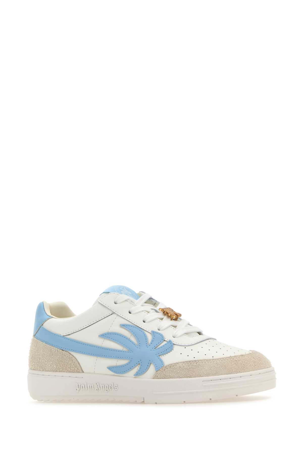 Palm Angels Multicolor Leather Palm Beach University Sneakers In Whiteligh