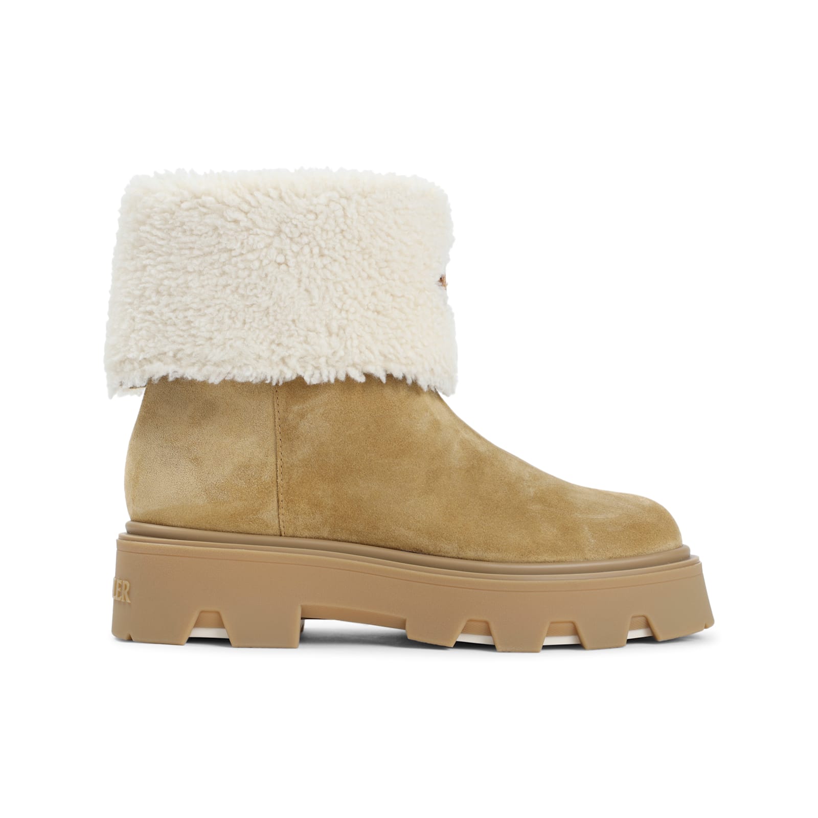 Moncler Petit Aurea Mid Suede Boots In Brown
