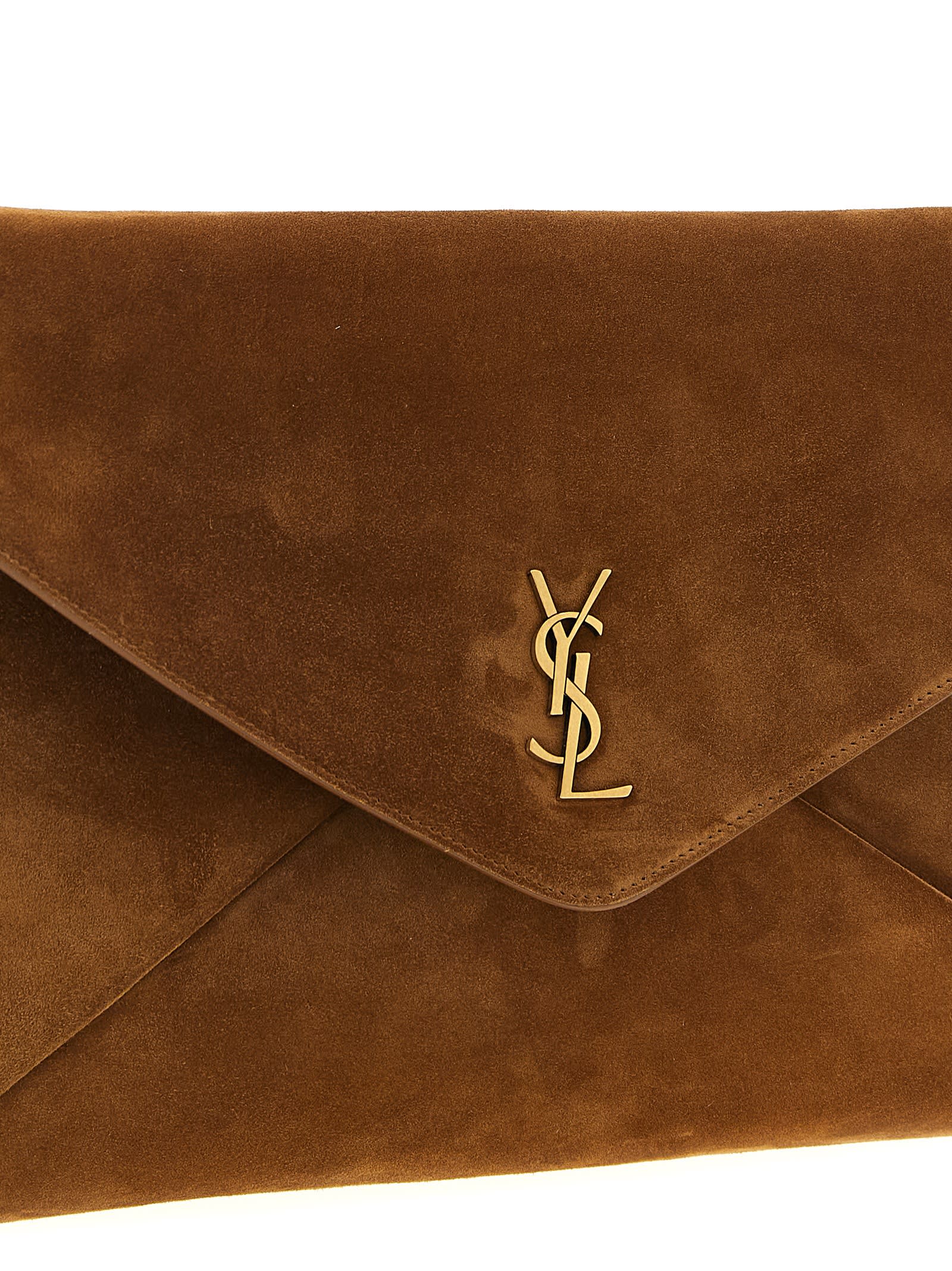 Saint Laurent Cassandre Xxl Clutch In Brown