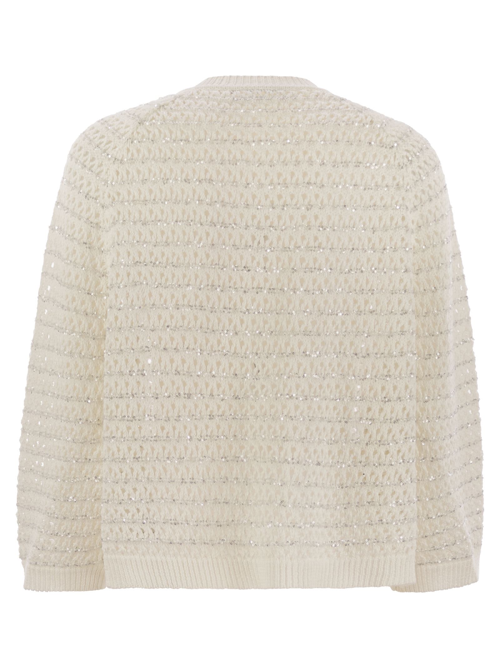 Fabiana Filippi Cotton Open Cardigan With Sequins In White
