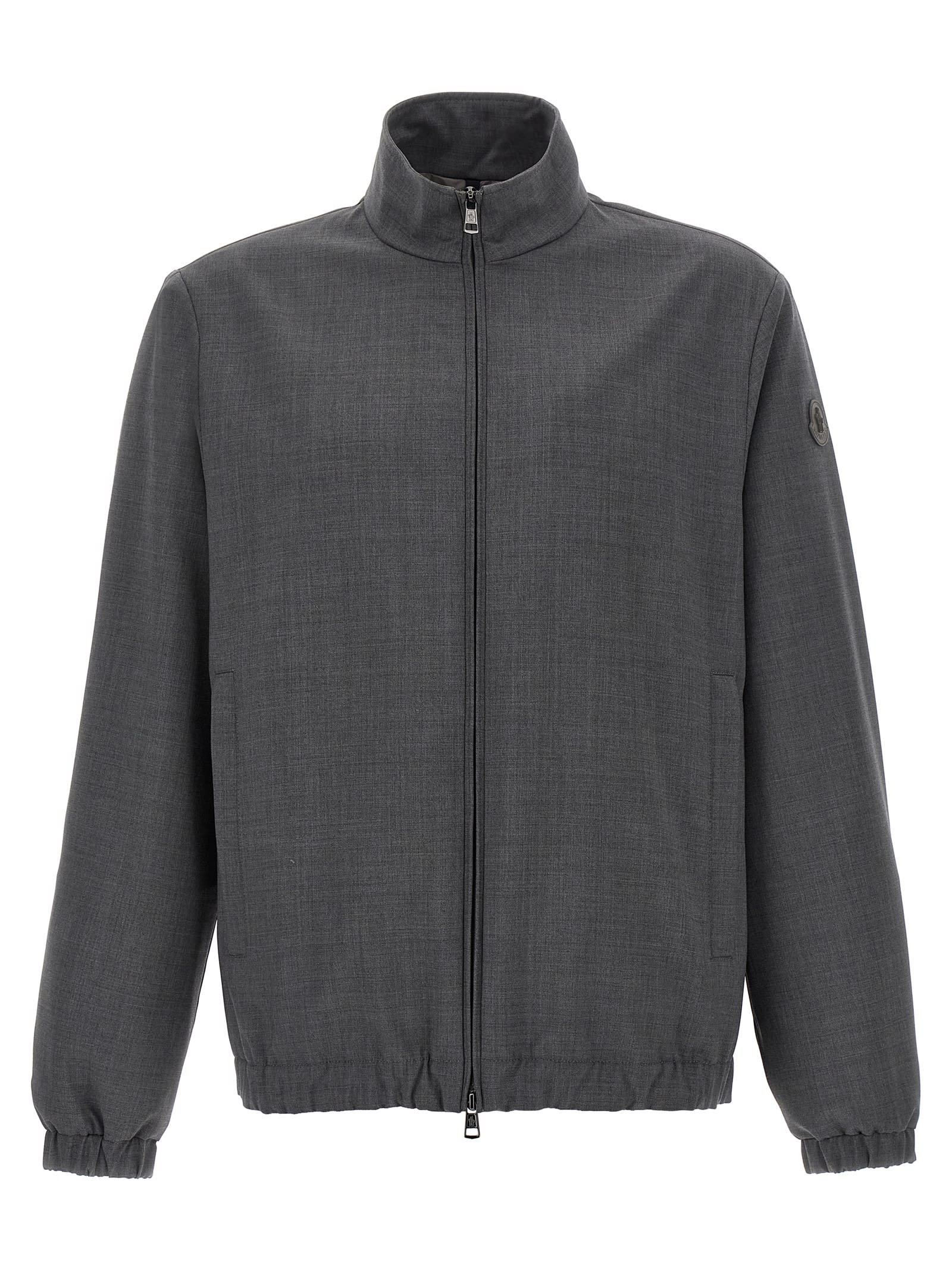 Moncler Cuffed High Collar Jacket In Gray