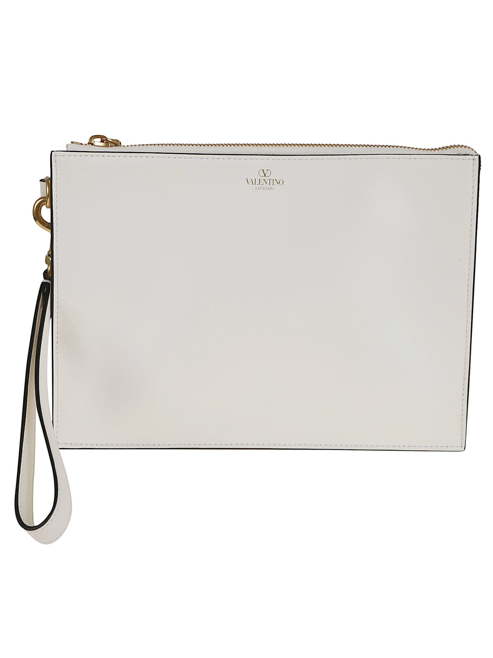 Shop Valentino Handle Flat Pouch Identity In Ivory