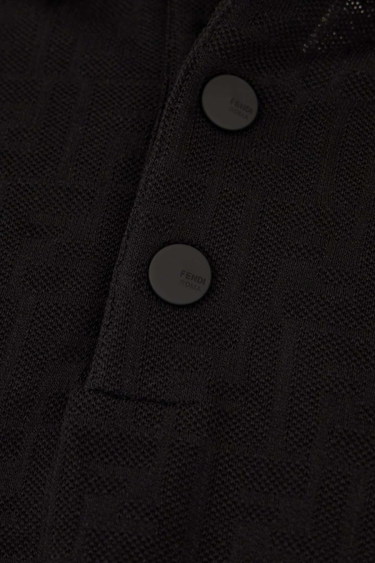Fendi Ff Piquet Jacquard Polo Shirt In Black