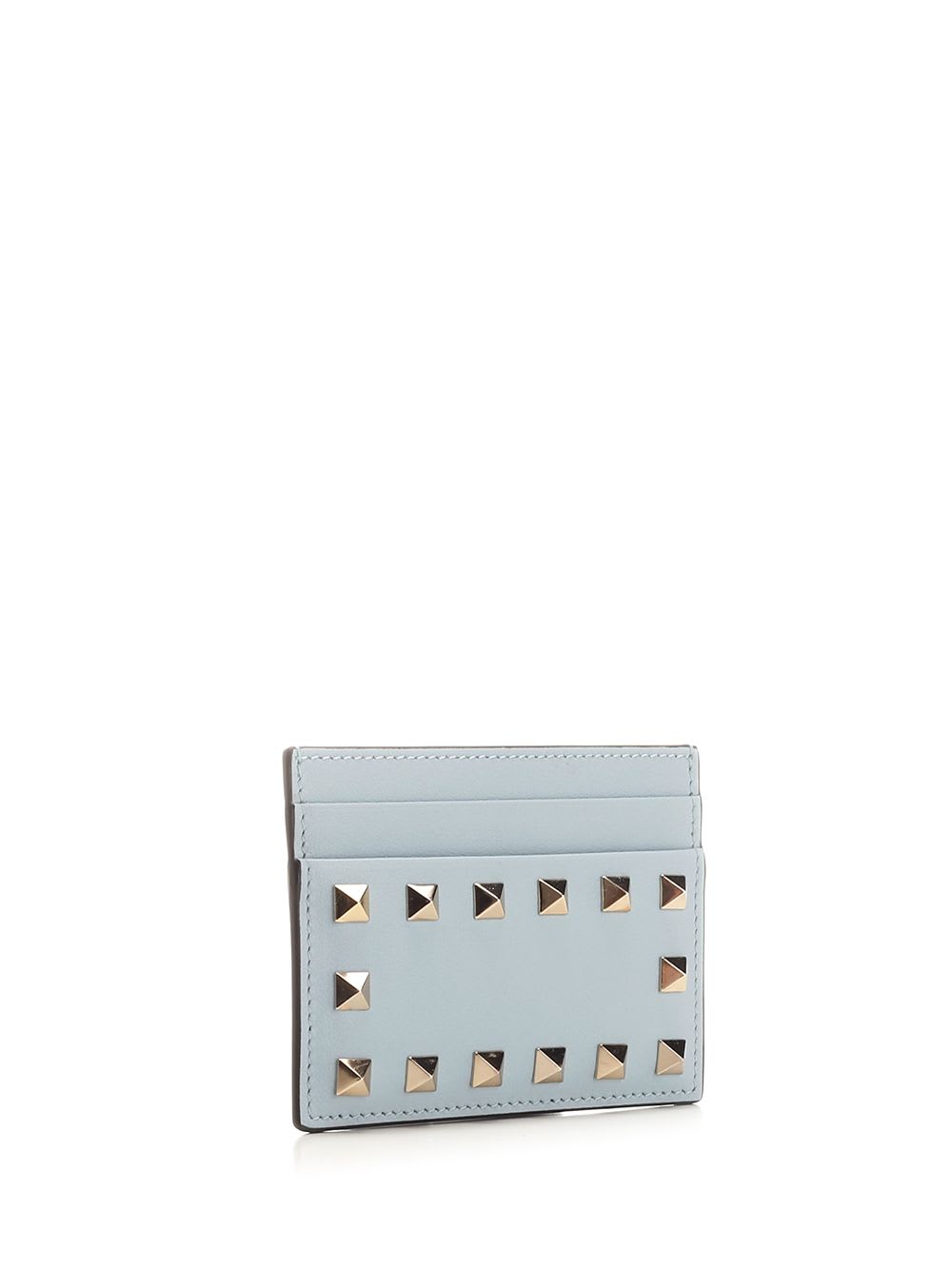 Shop Valentino Rockstud Card Holder In Light Blue