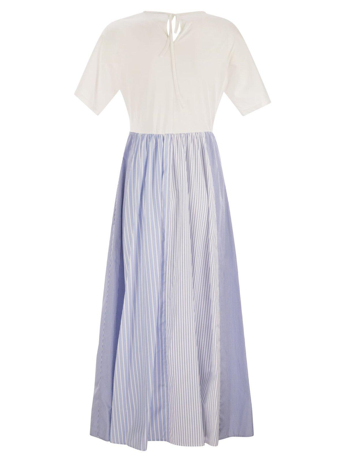 Weekend Max Mara Bronzo V-neck Short-sleeved Dress In White