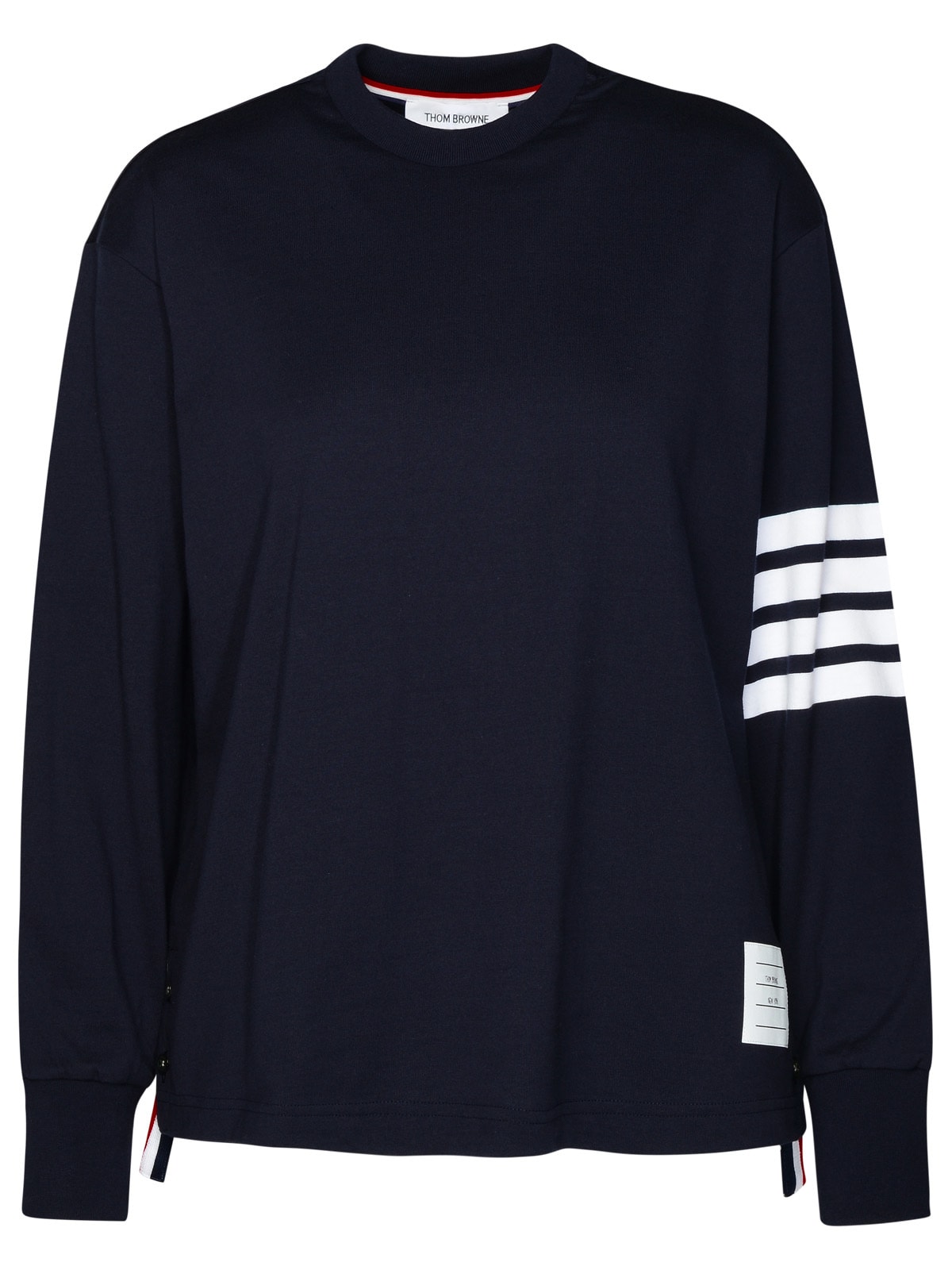 Shop Thom Browne Navy Cotton Sweater