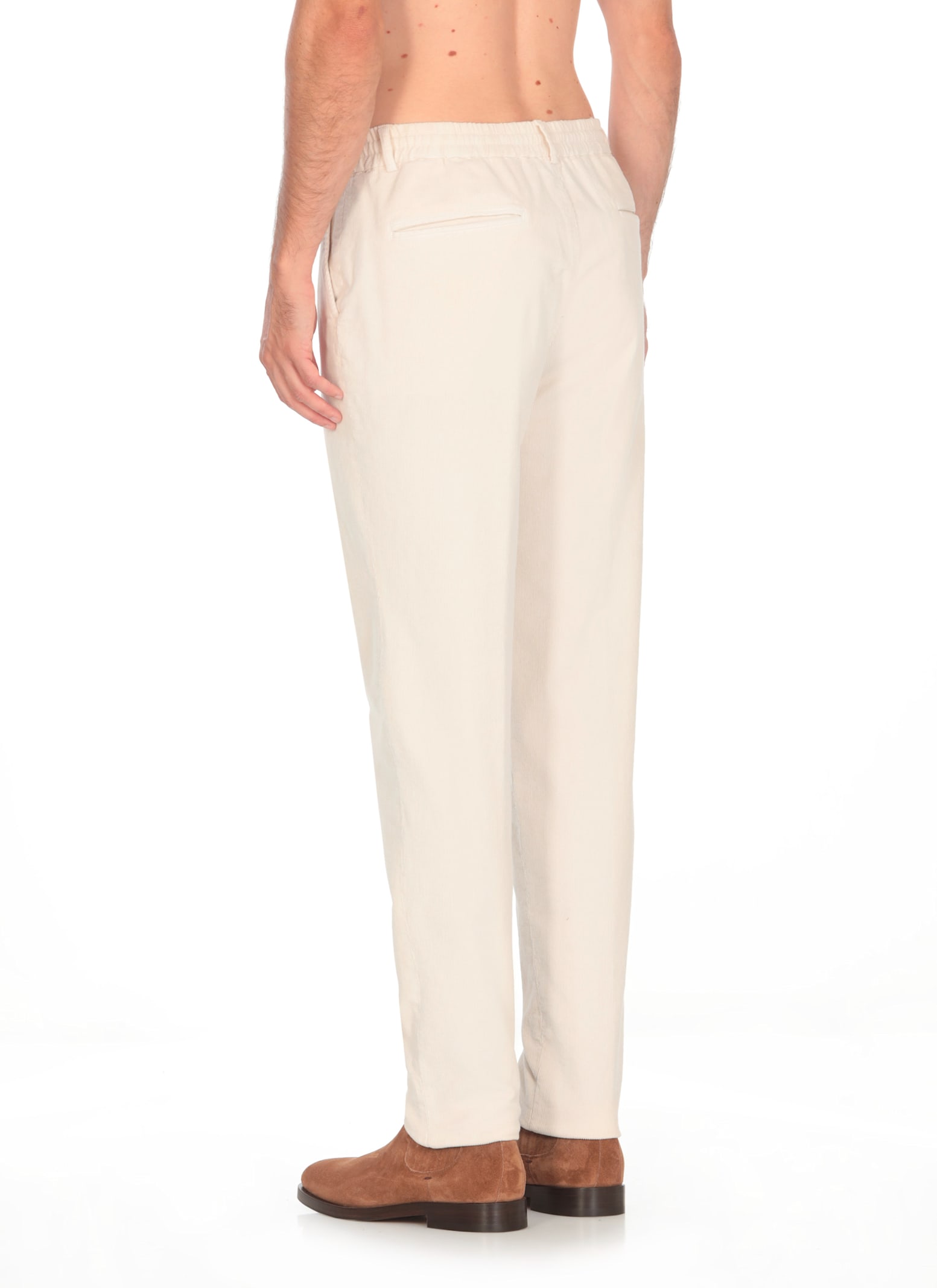 Shop Peserico Velvet Trousers In Ivory