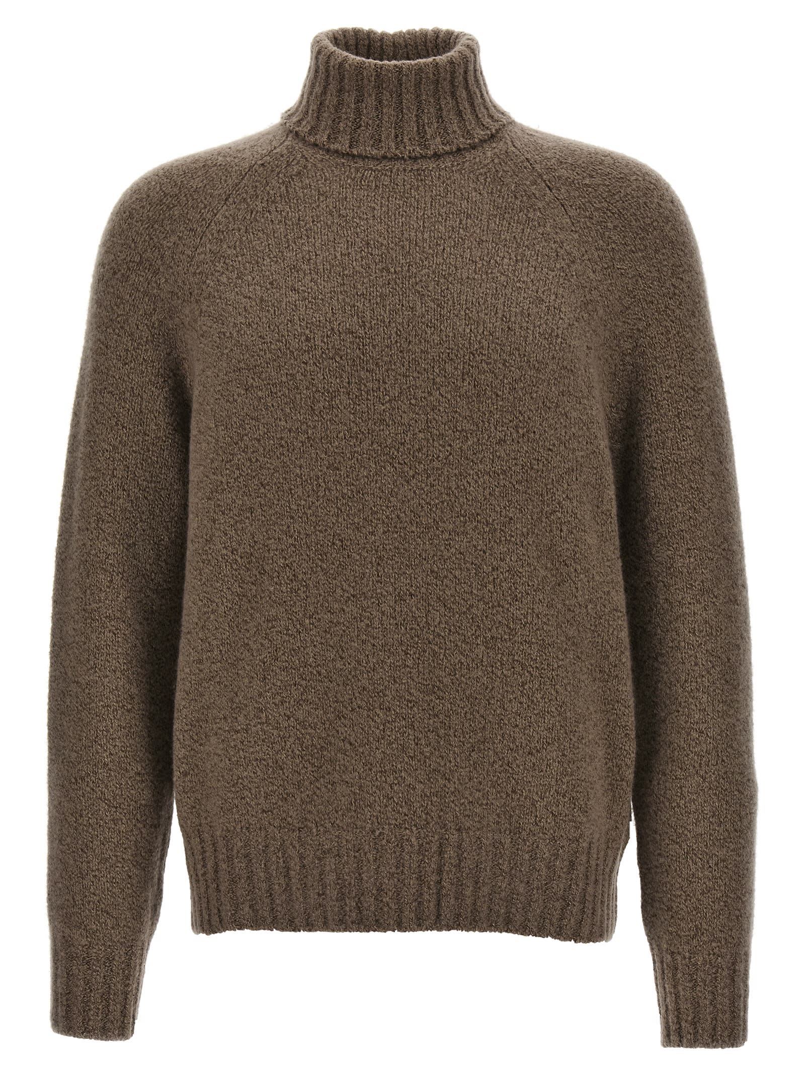 Shop Zegna Boucle Silk Cashmere Sweater In Marrone Chiaro