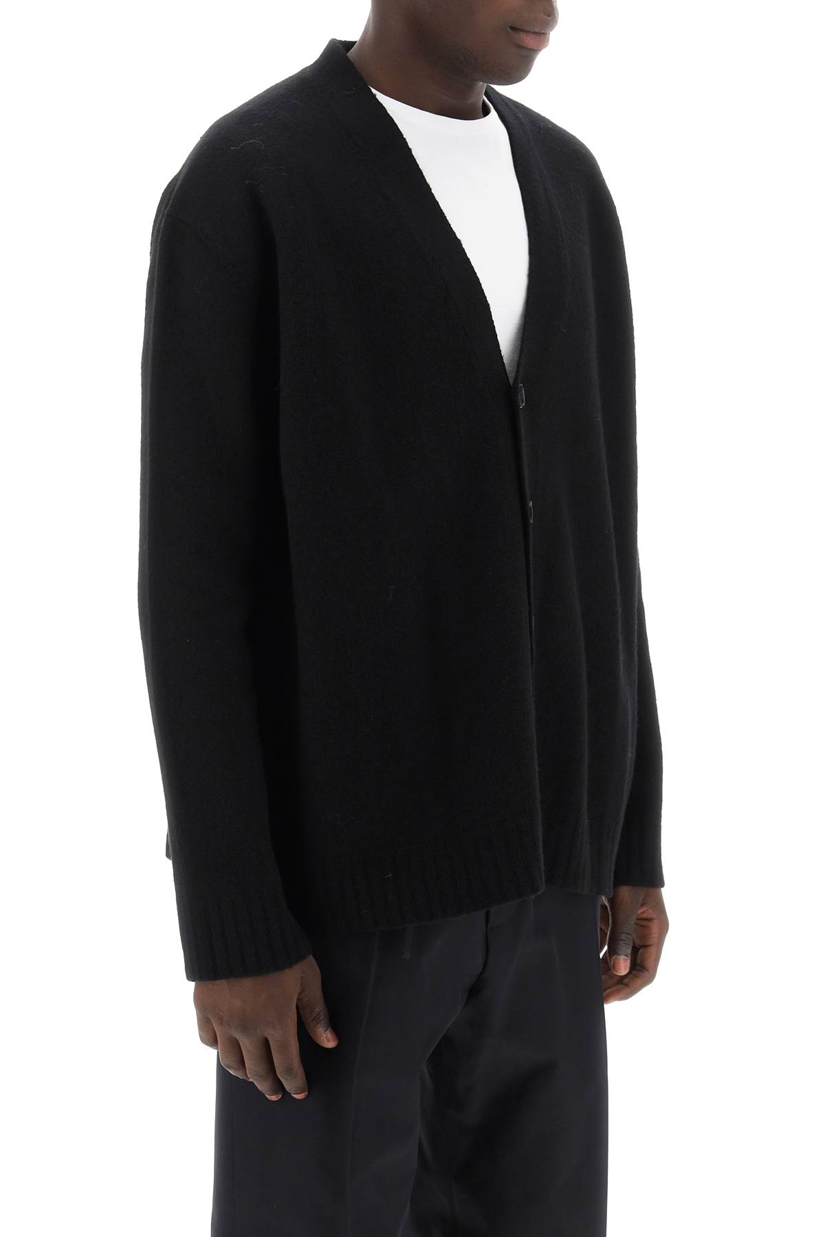 Shop Jil Sander Boiled Wool Cardigan