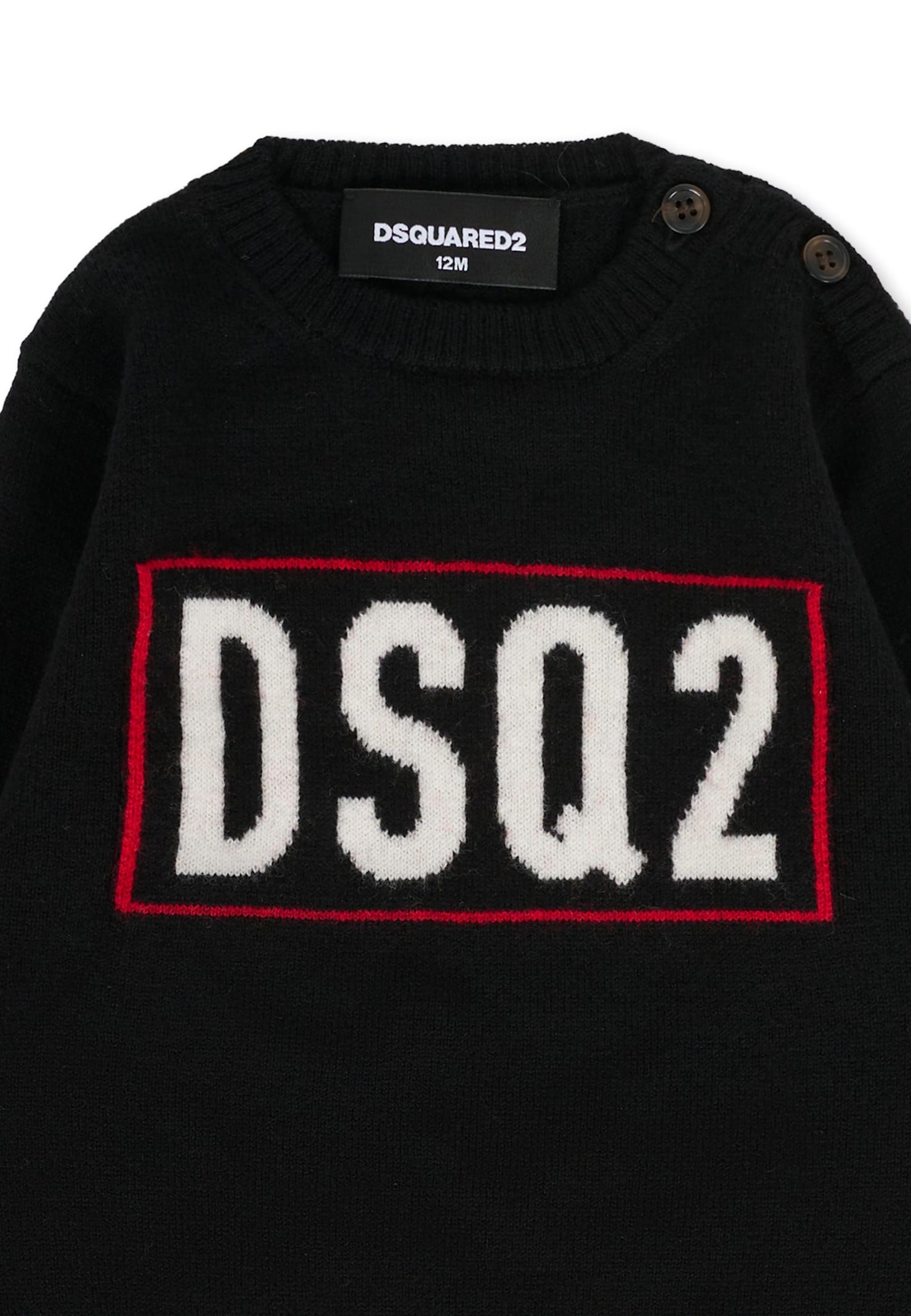 Dsquared2 Black Sweater For Baby Boy With Logo In Black