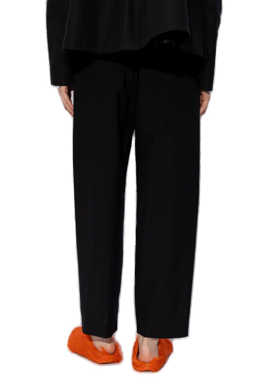 Shop Marni High-waist Straight-leg Trousers In Black