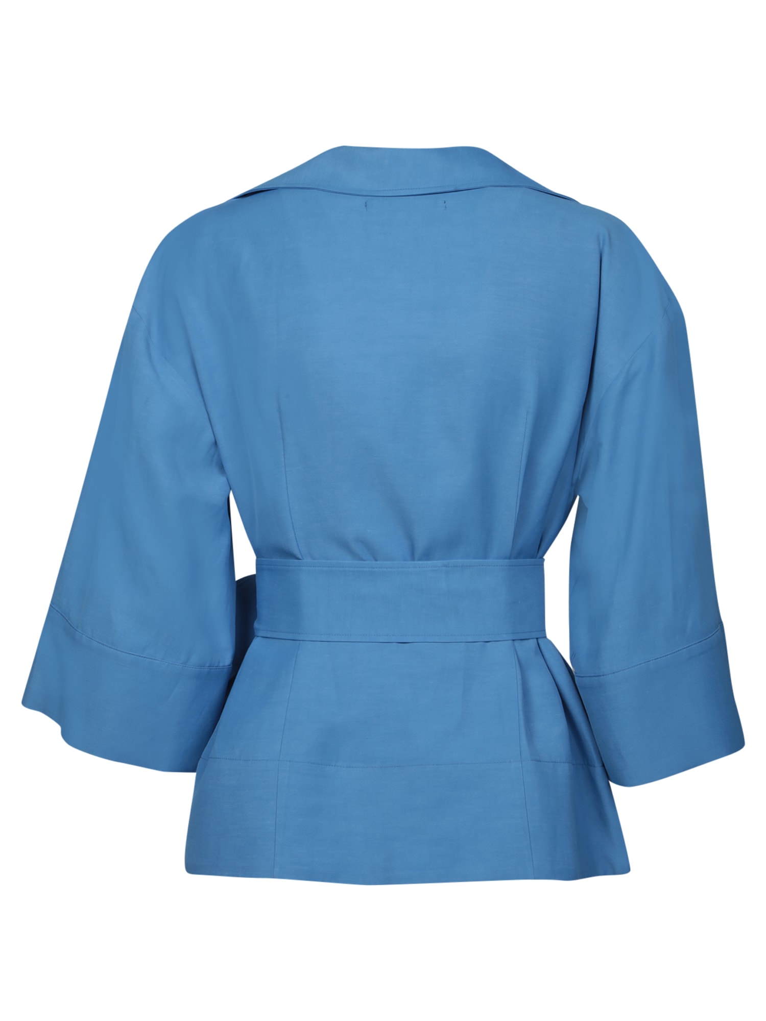 Shop P.a.r.o.s.h Blue Linen And Viscose Blouse