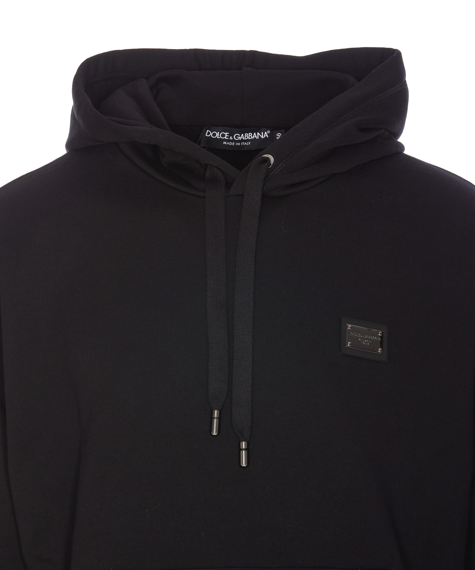 Shop Dolce & Gabbana Plaque Logo Hoodie In Black