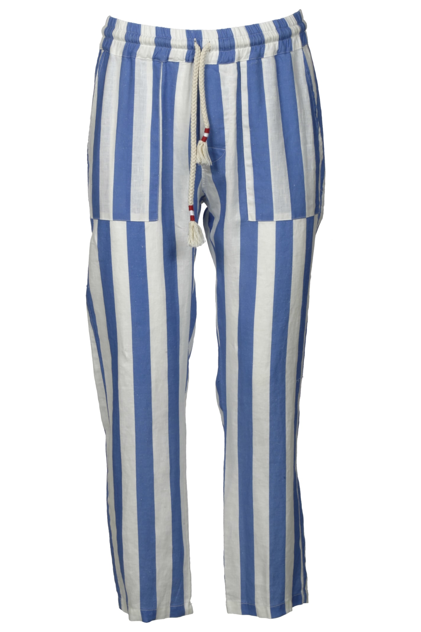 Mc2 Saint Barth Striped Trousers In Light Blue
