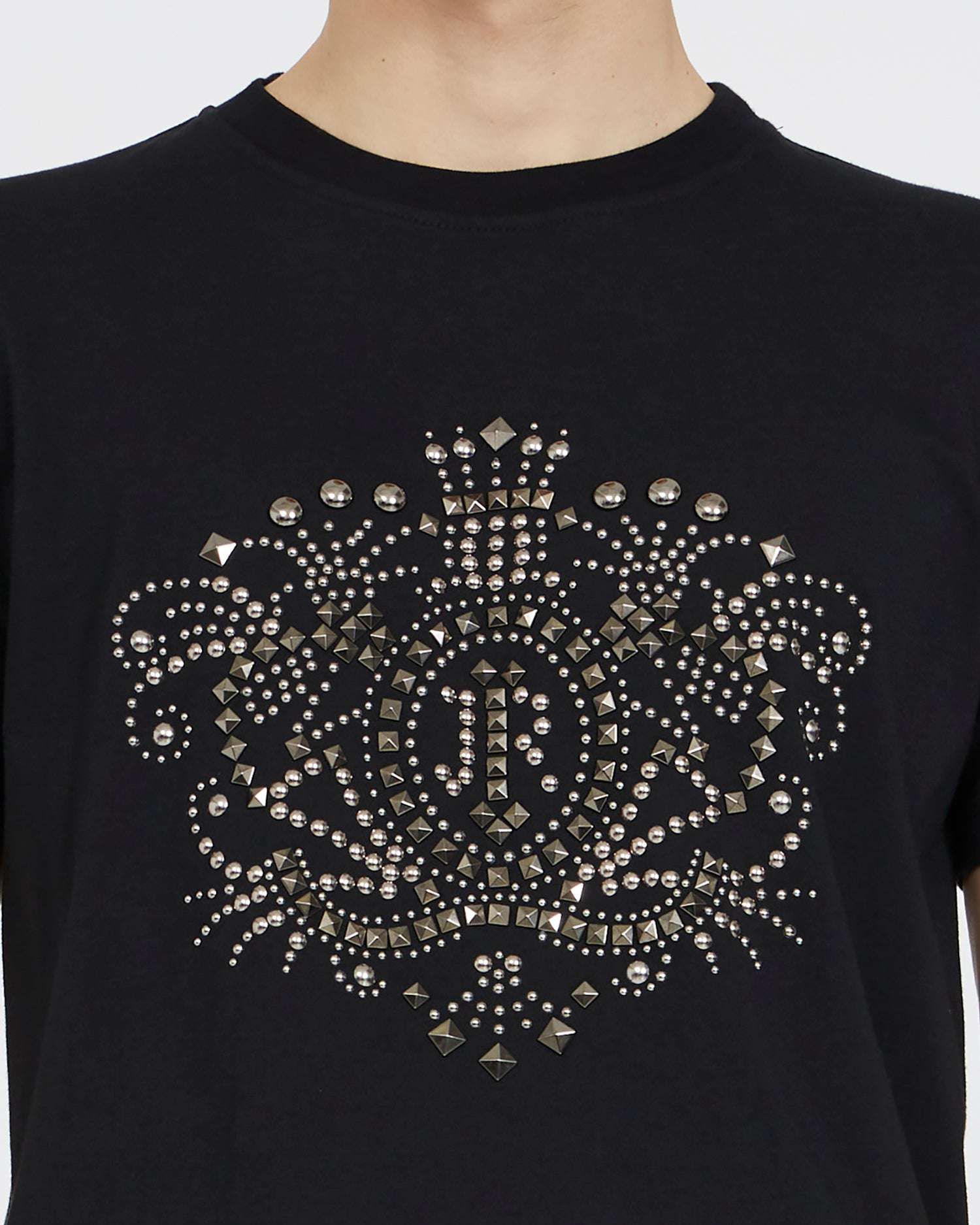 Shop John Richmond T-shirt With Decorative Studs On The Front In Nero