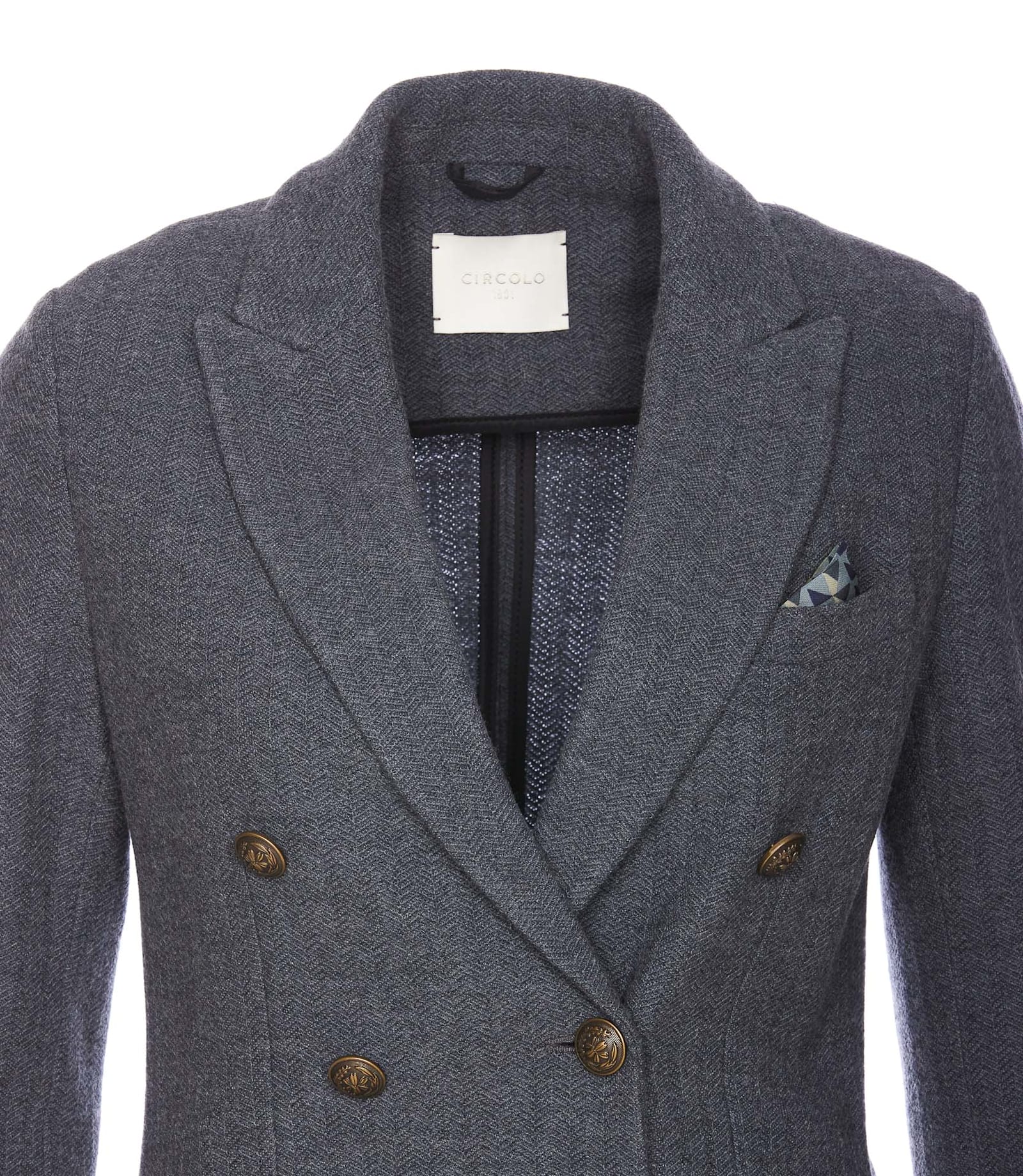 Shop Circolo 1901 Double Breasted Button Jacket In Grey