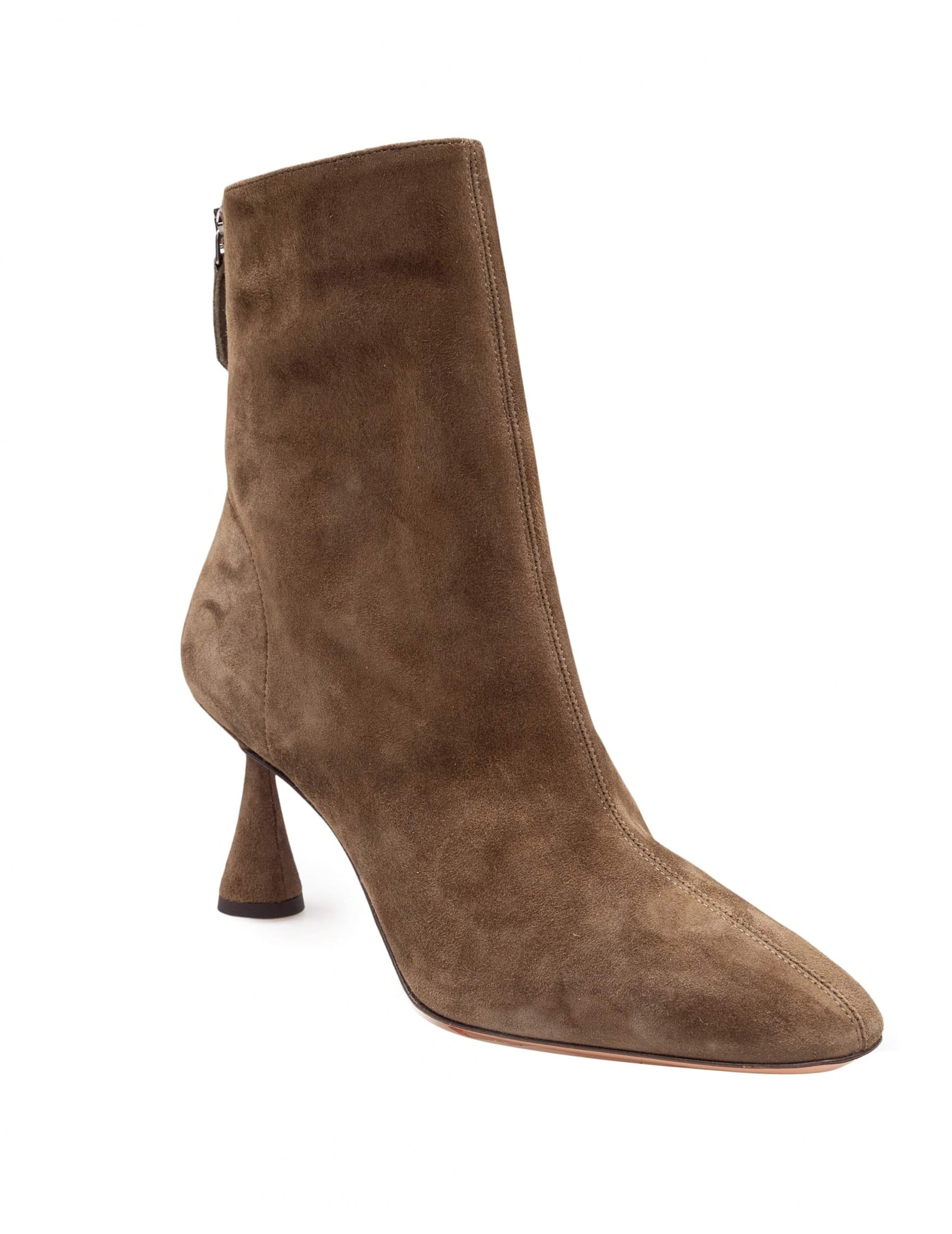 Aquazzura Bootie 75 In Suede Green Color In Green