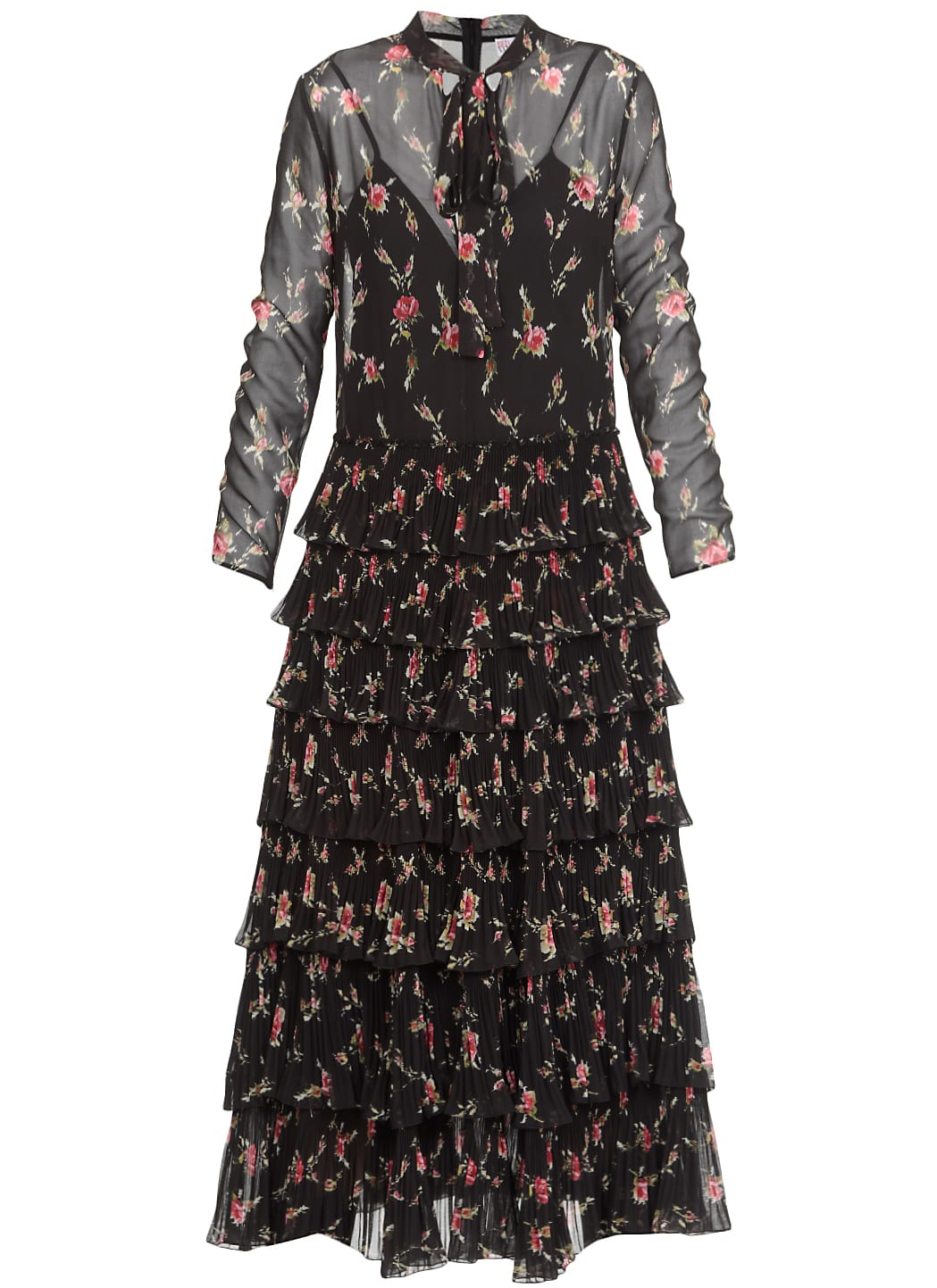 RED Valentino Floral Dress With Flounces