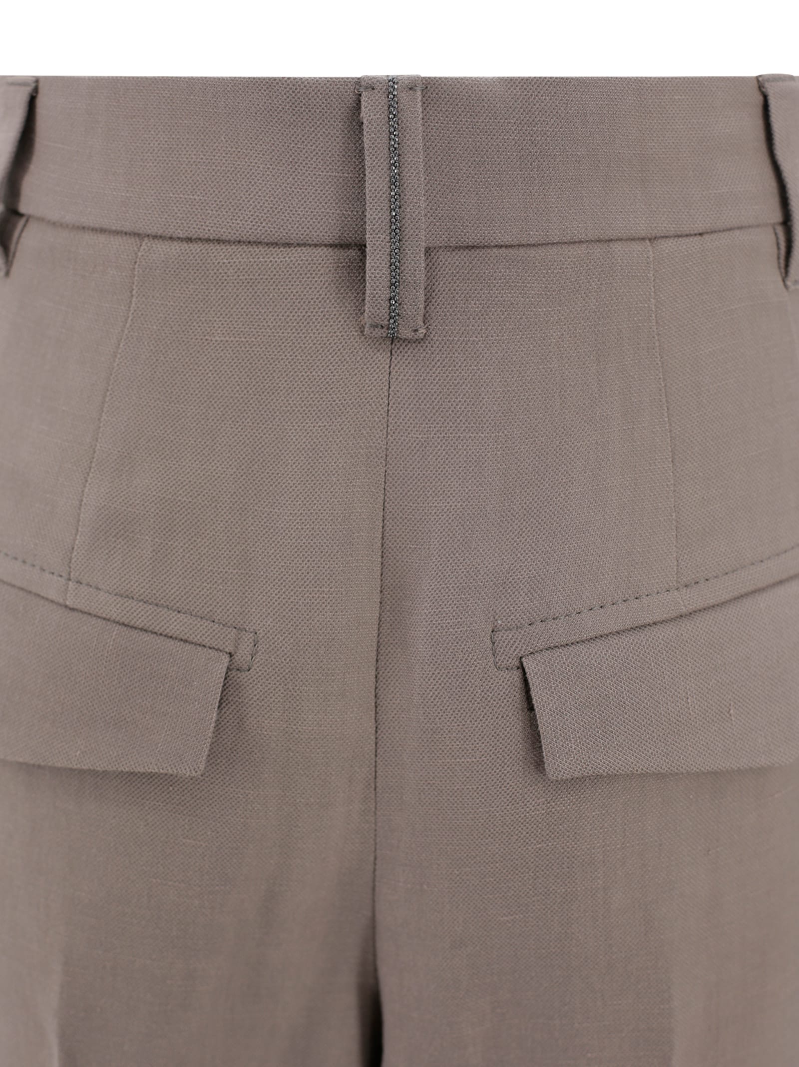 Shop Brunello Cucinelli Tailored Pants In Organic Linen Blend In Brown