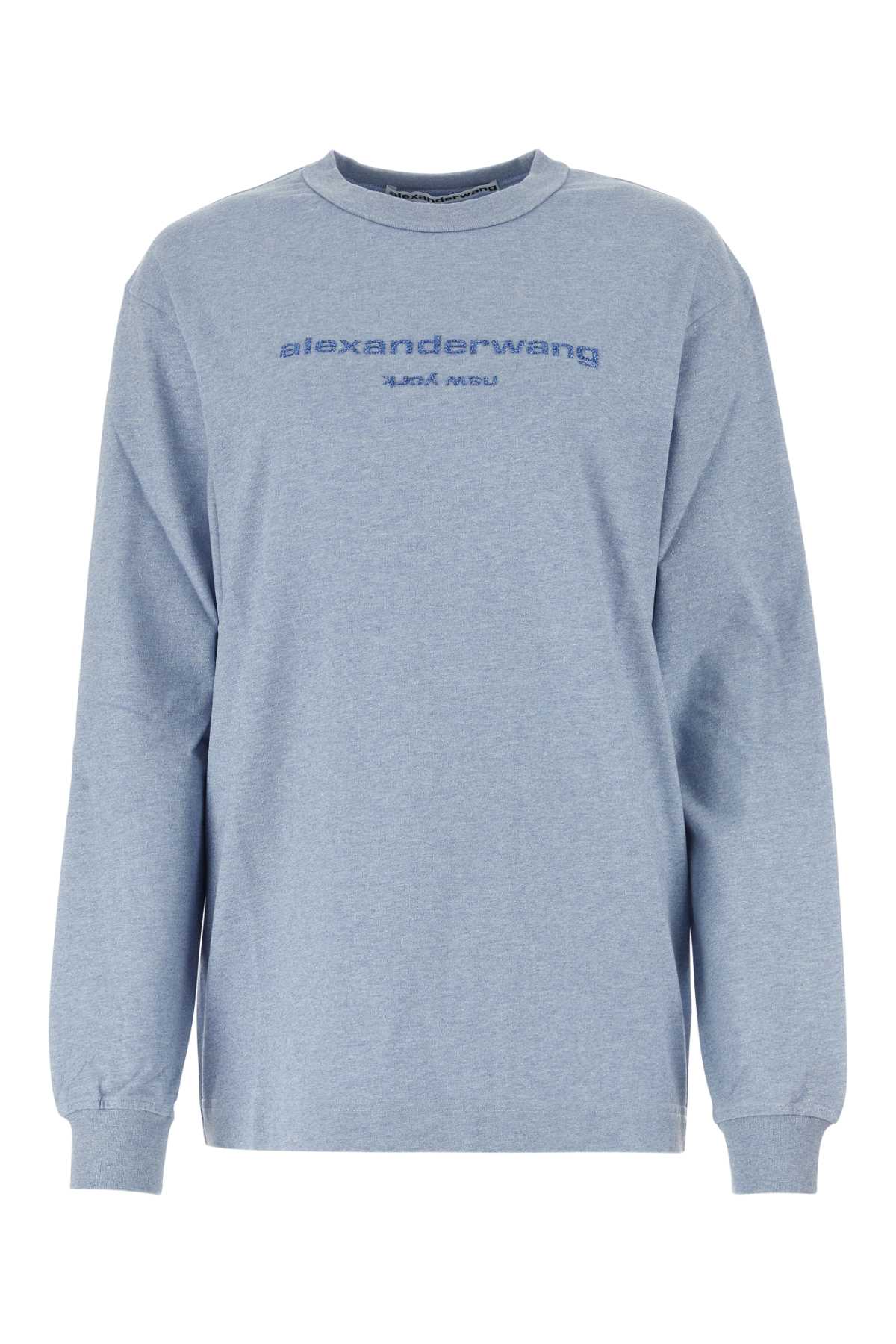 Melange Light-blue Cotton Oversize T-shirt