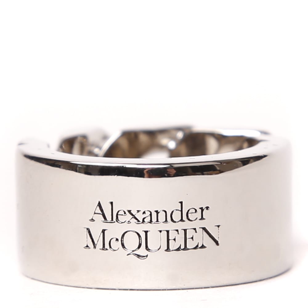 ALEXANDER MCQUEEN IDENTITY CHAIN METAL RING WITH ENGRAVED LOGO,11330862