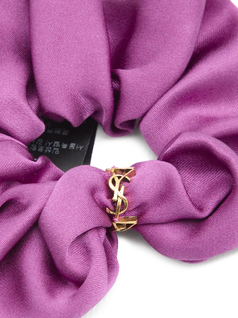 Saint Laurent Twisted Cassandre Ring-detail Silk Scrunchie In Pink
