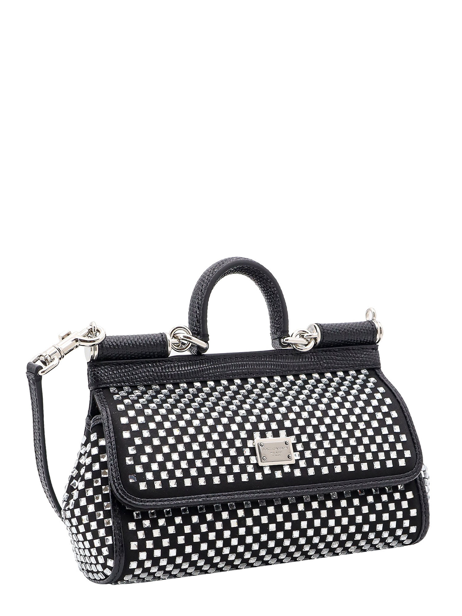 Shop Dolce & Gabbana Sicily Handbag In Black/silver