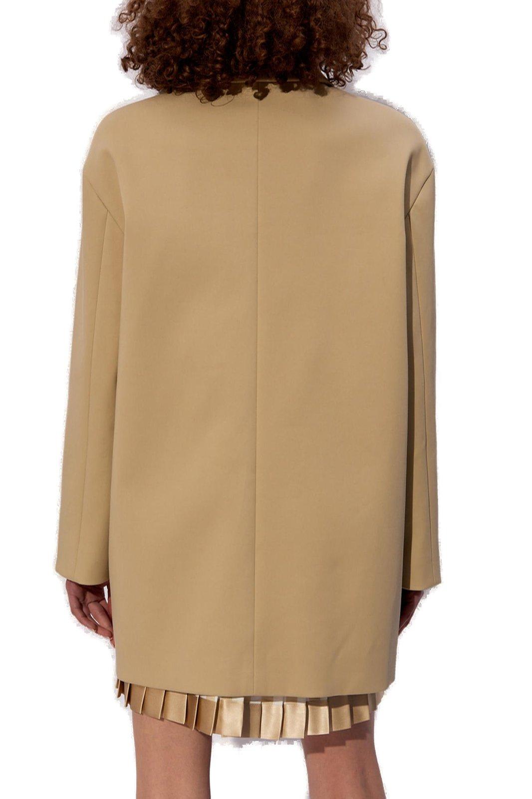 Shop Versace Medusa Head-buttons Long-sleeved Coat In Sand