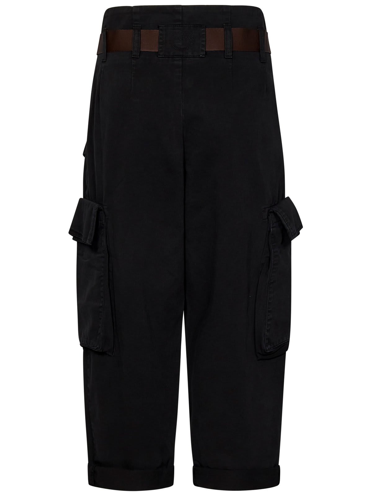 Shop Pinko Belted Cargo Trousers In Black