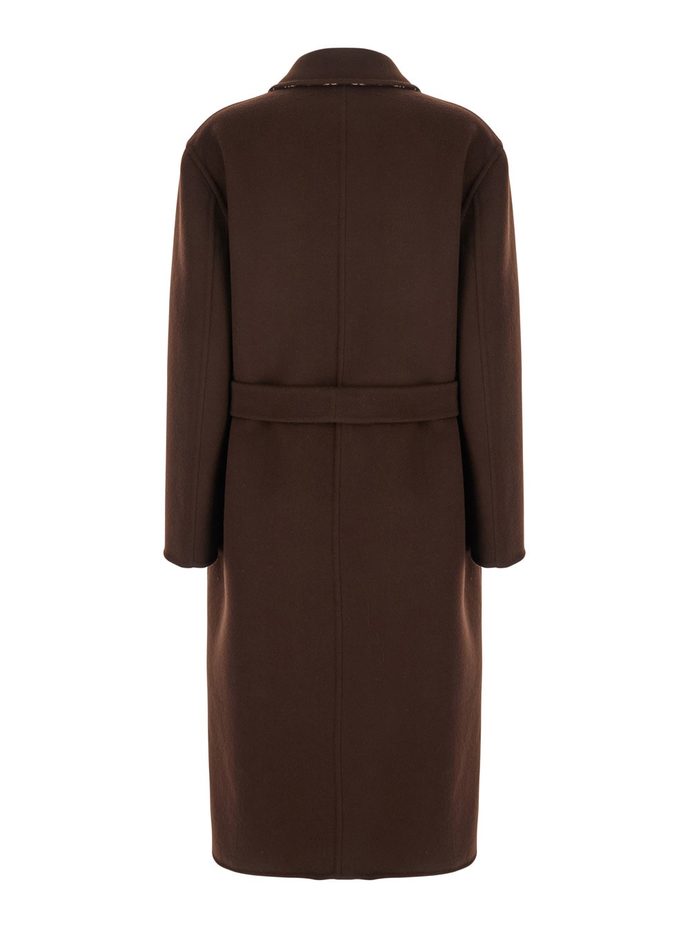 Gucci Brown Reversible Double-breasted Coat With Notched Revers And Belt In Wool Woman In Brown