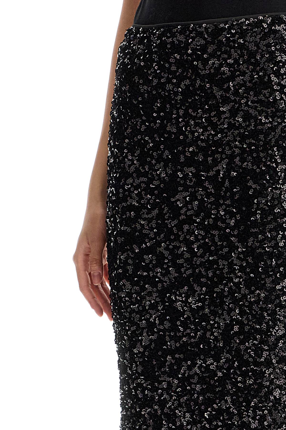 Rotate Birger Christensen Rotate Sequin Midi Pencil Skirt In Black (black)