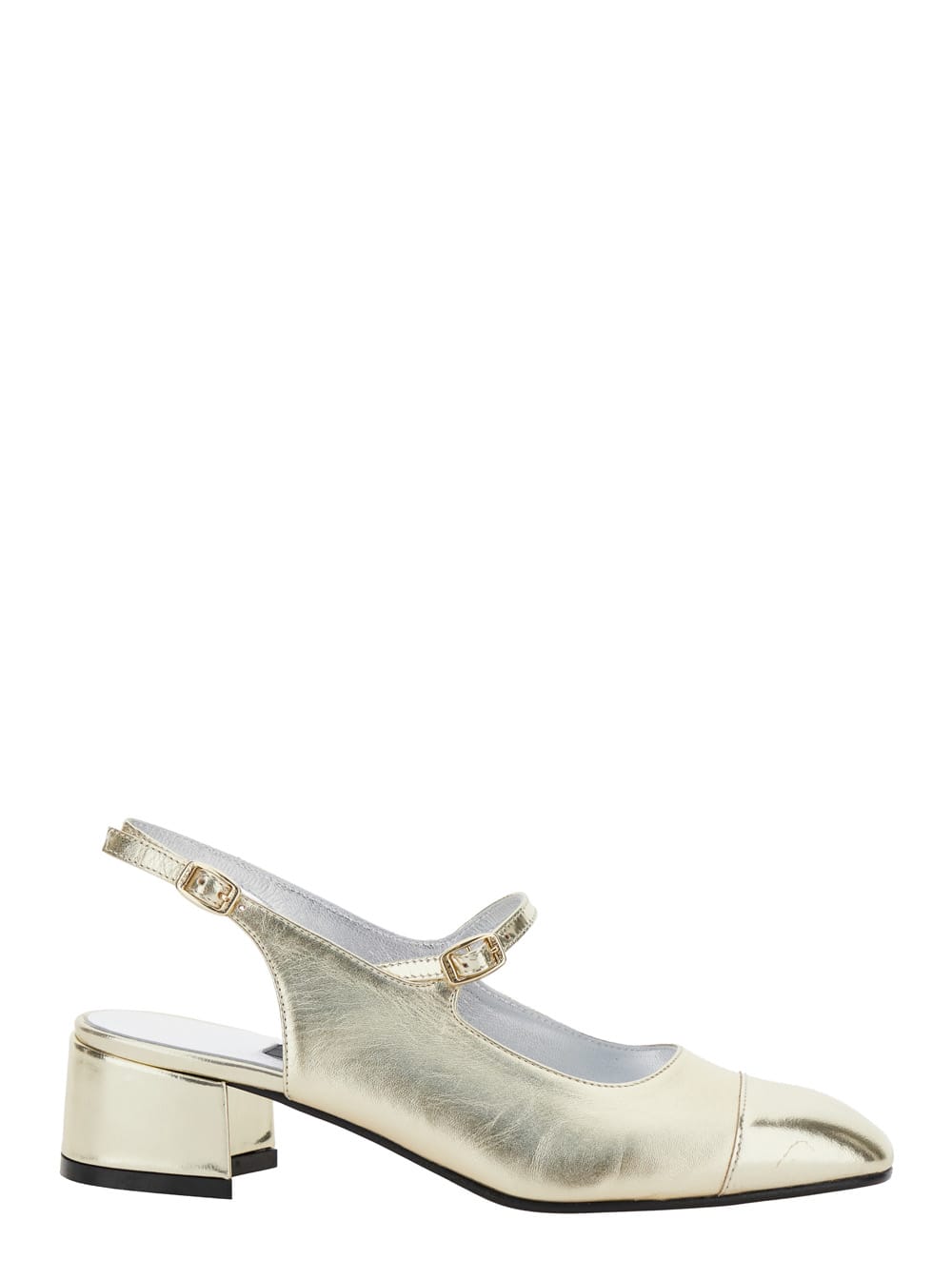 ischia Metallic Slingback Pumps With Adjustable Strap In Patent Leather Woman