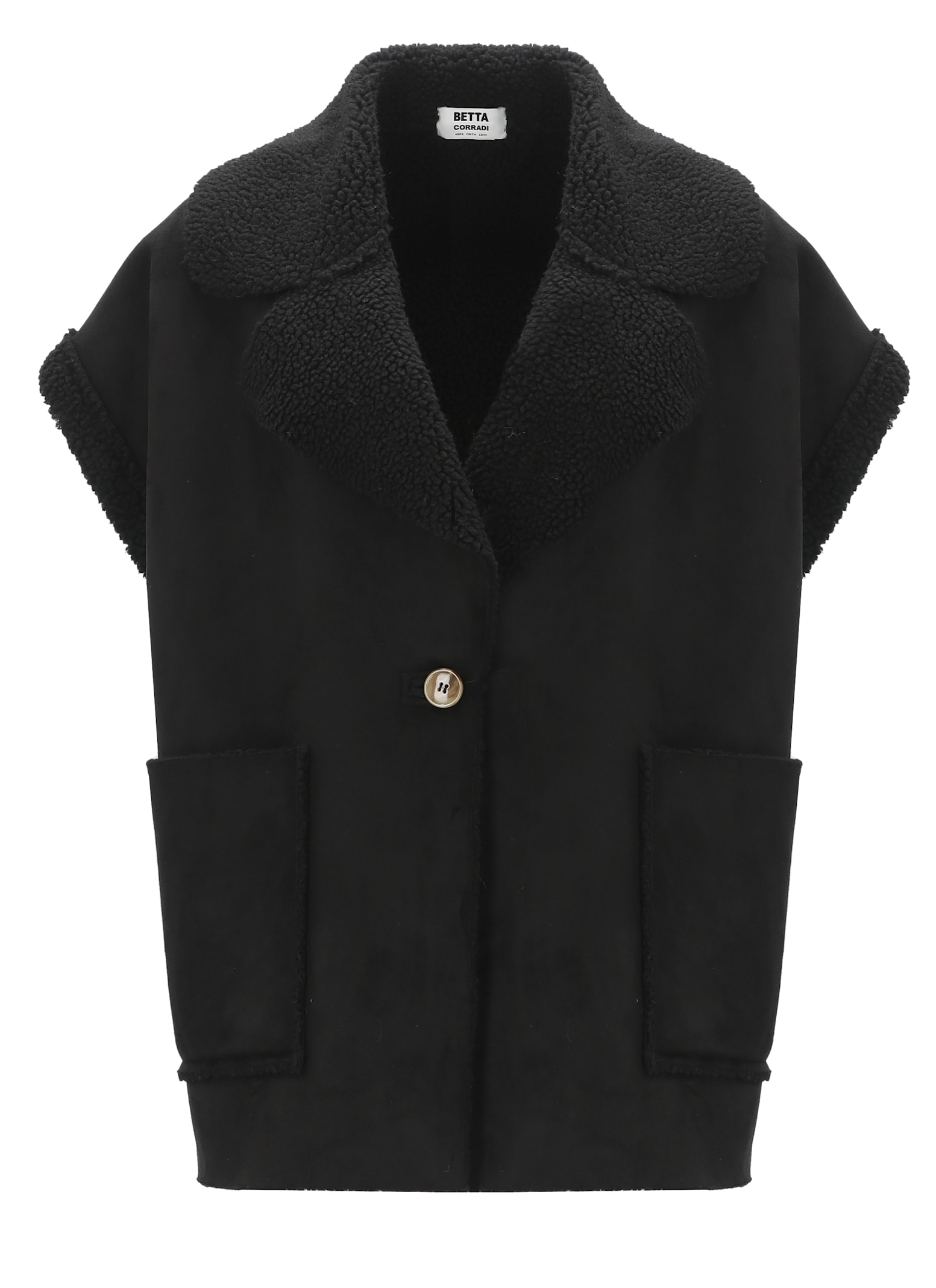 Betta Corradi Synthetic Suede Leather Vest In Black