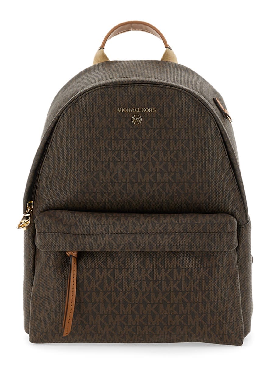 Shop Michael Kors Backpack With Logo In Brown