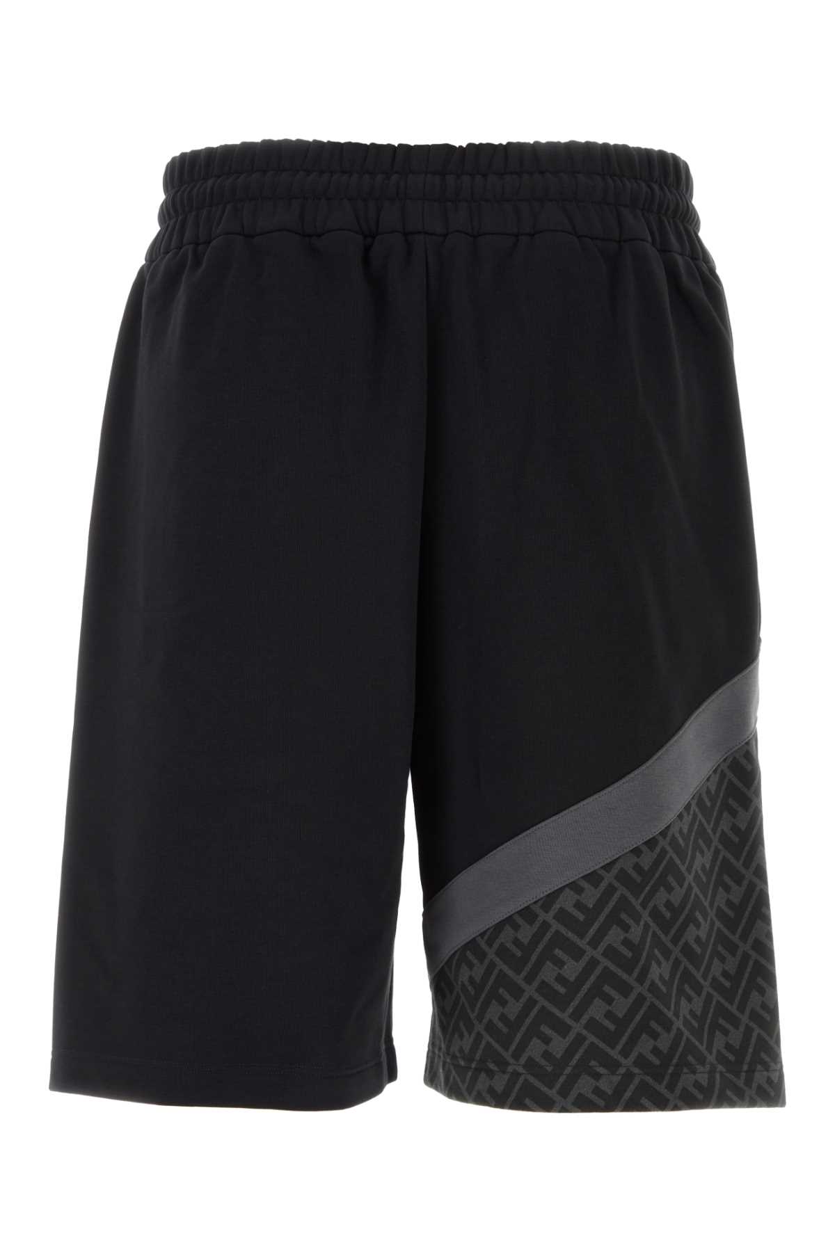 Shop Fendi Black Cotton Blend Bermuda Shorts In Antracite