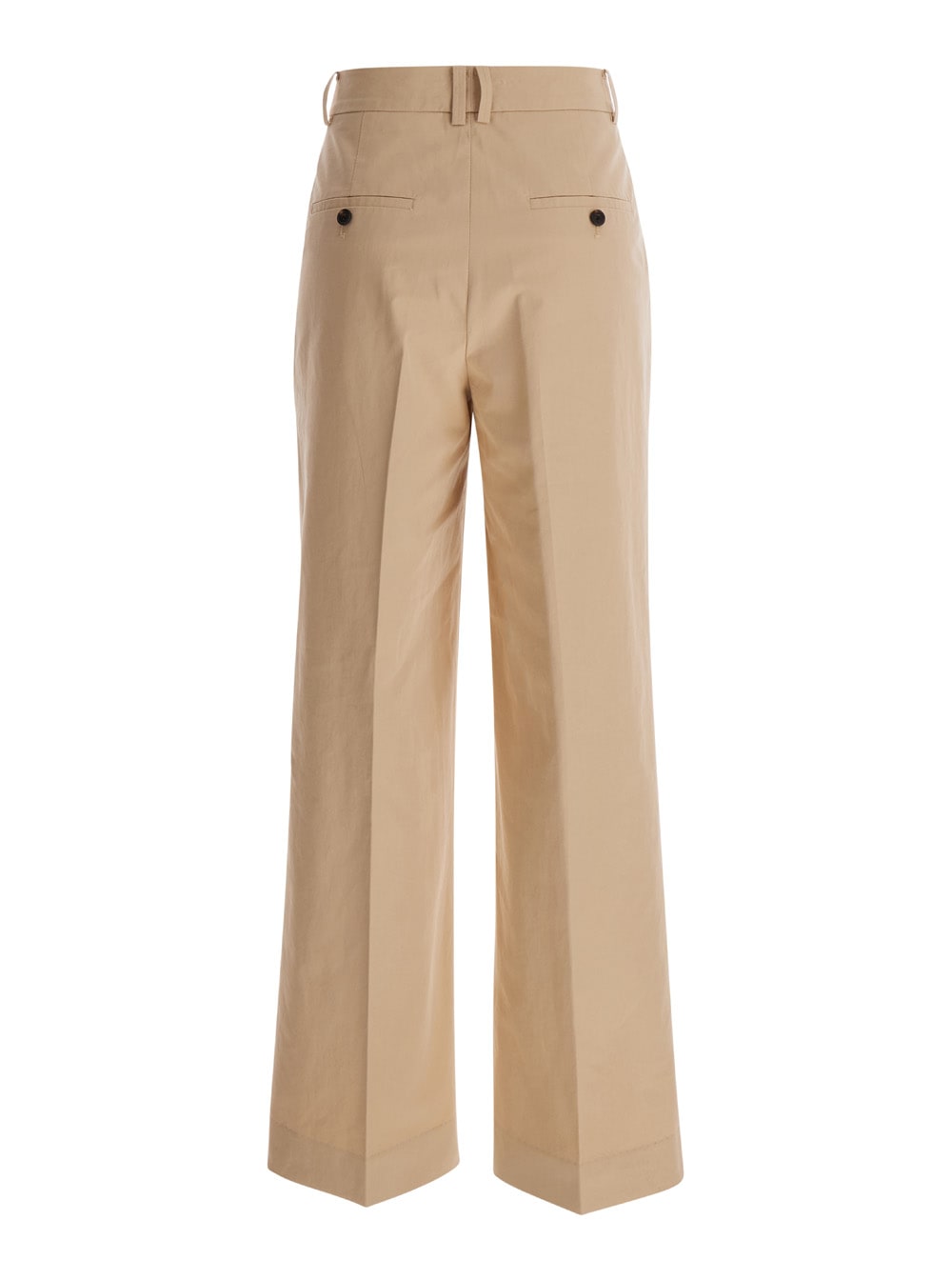 Shop Dunst Beige Wide Leg Tailoring Pants In Cotton Blend Woman