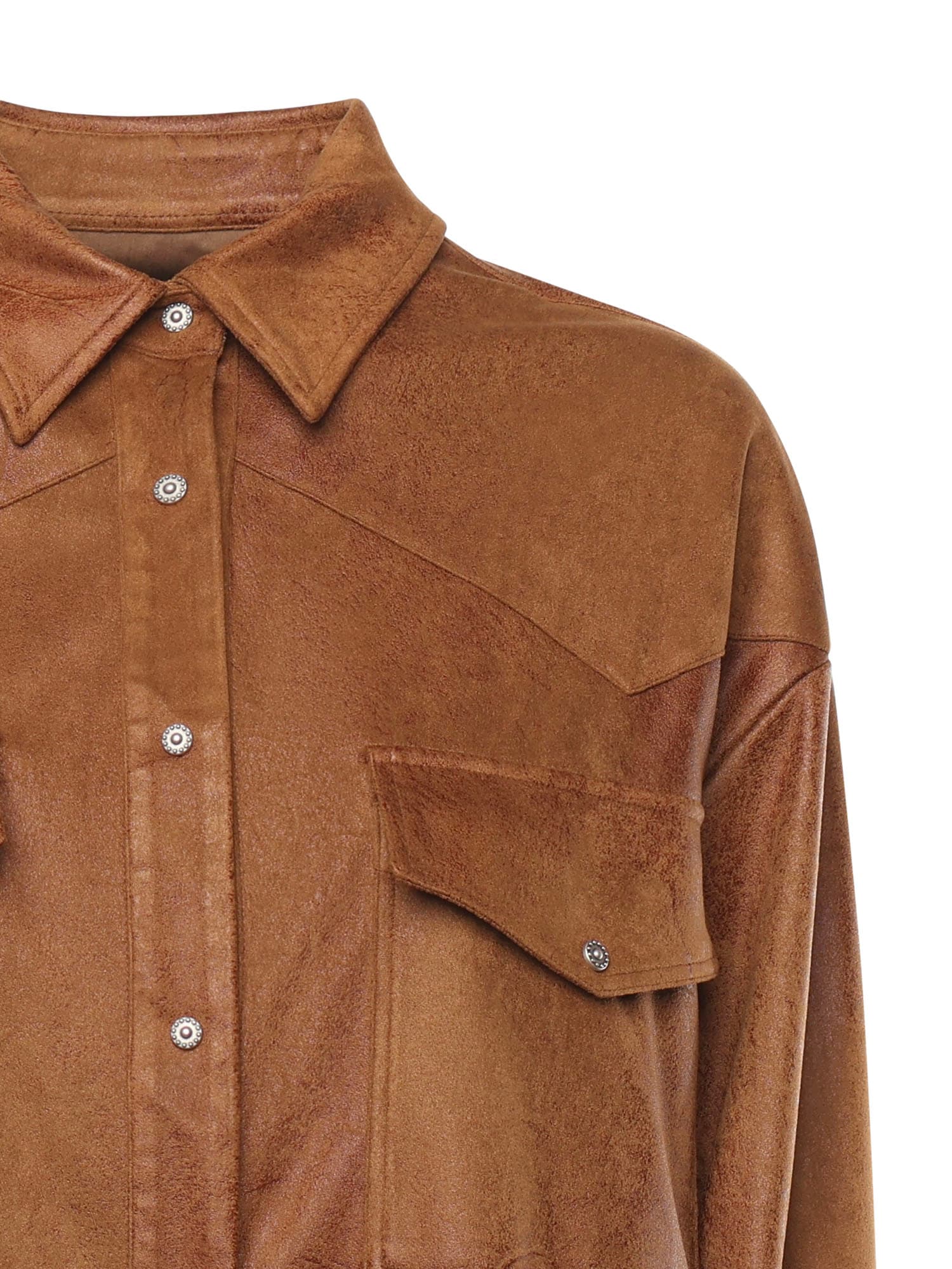 Dondup Stretch Polyester Blend Shirt In Brown