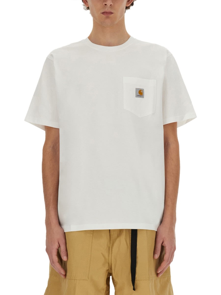 Carhartt Wip Cotton T-shirt With Logo Patch In White