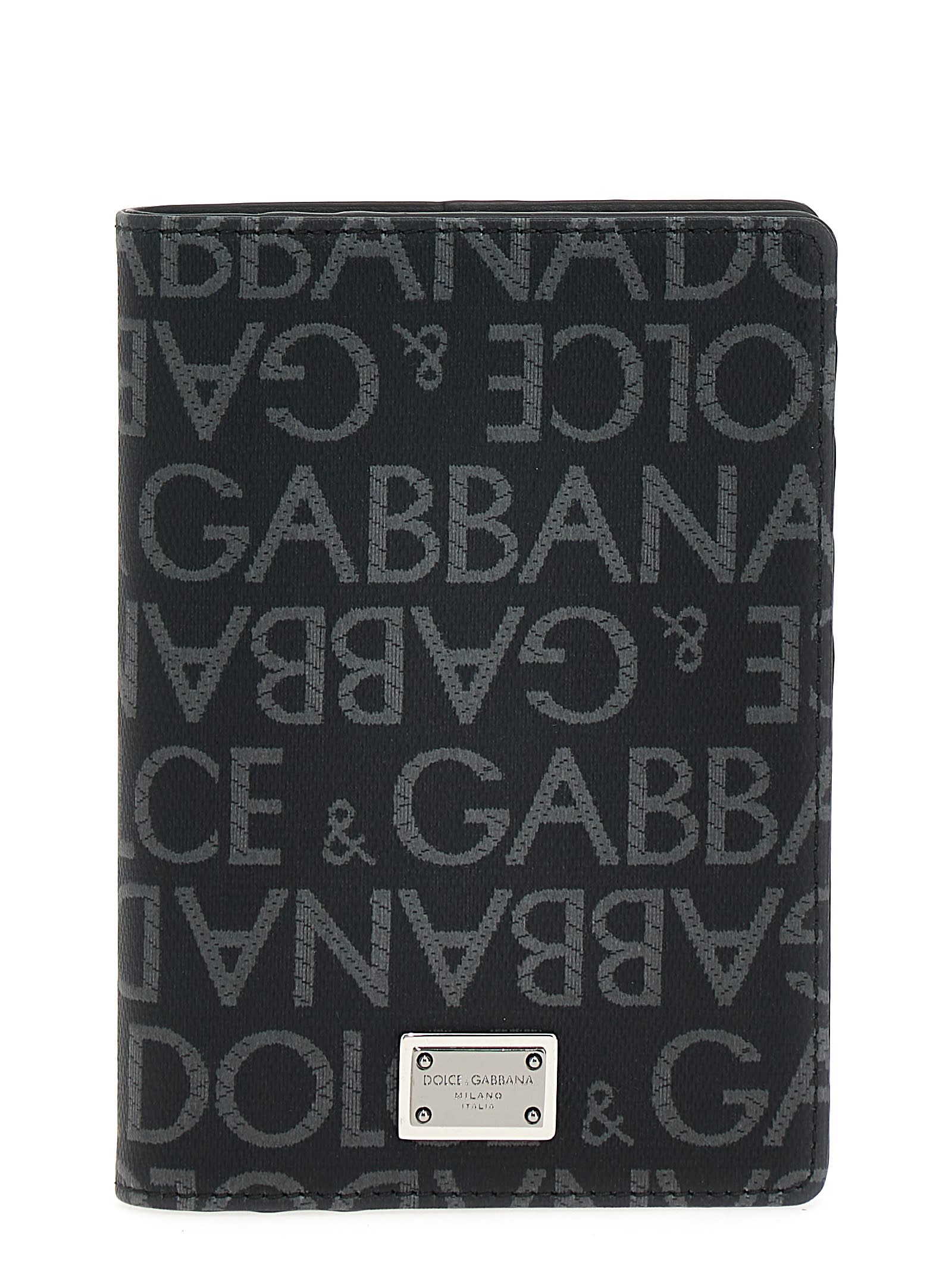 Shop Dolce & Gabbana Lettering Print Passport Holder