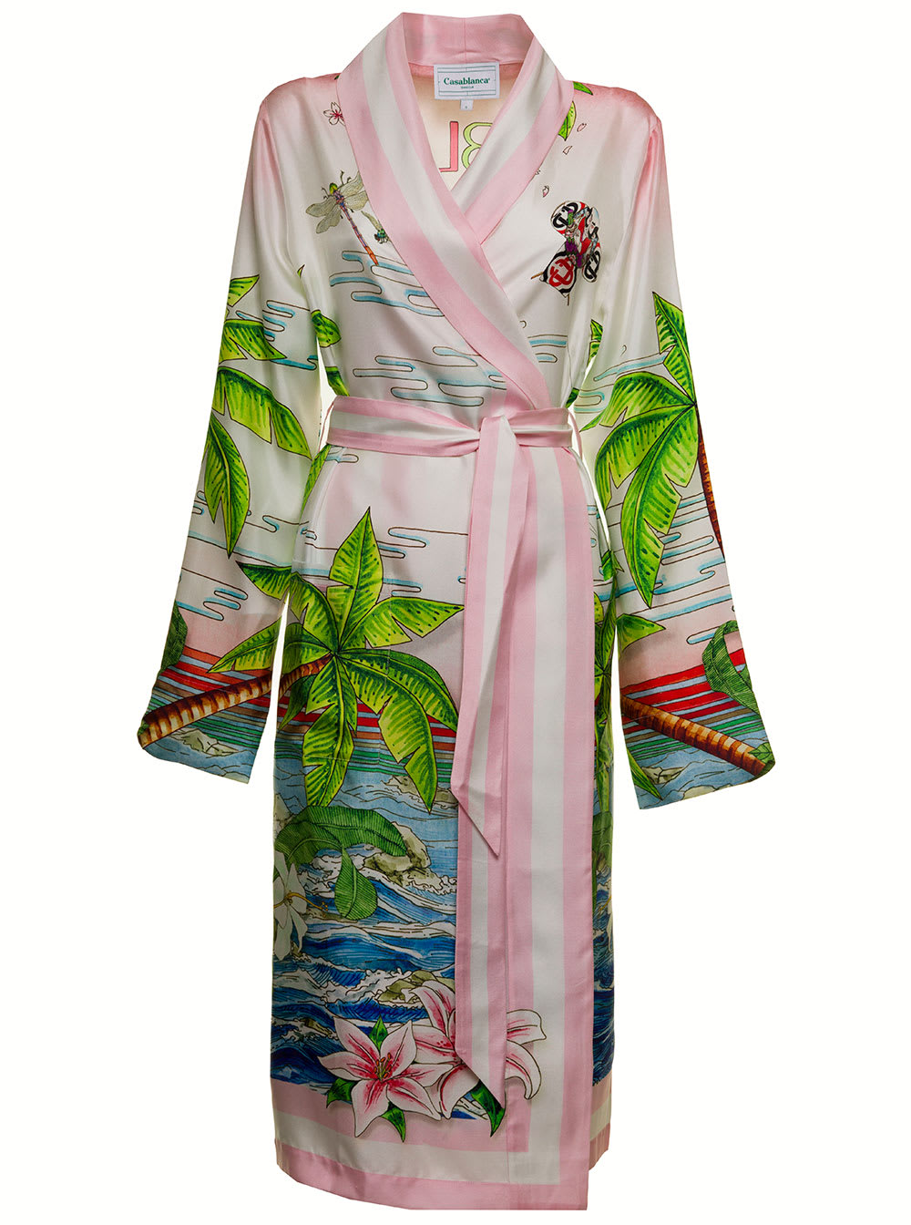 Casablanca Silk Printed Kimono With Belt
