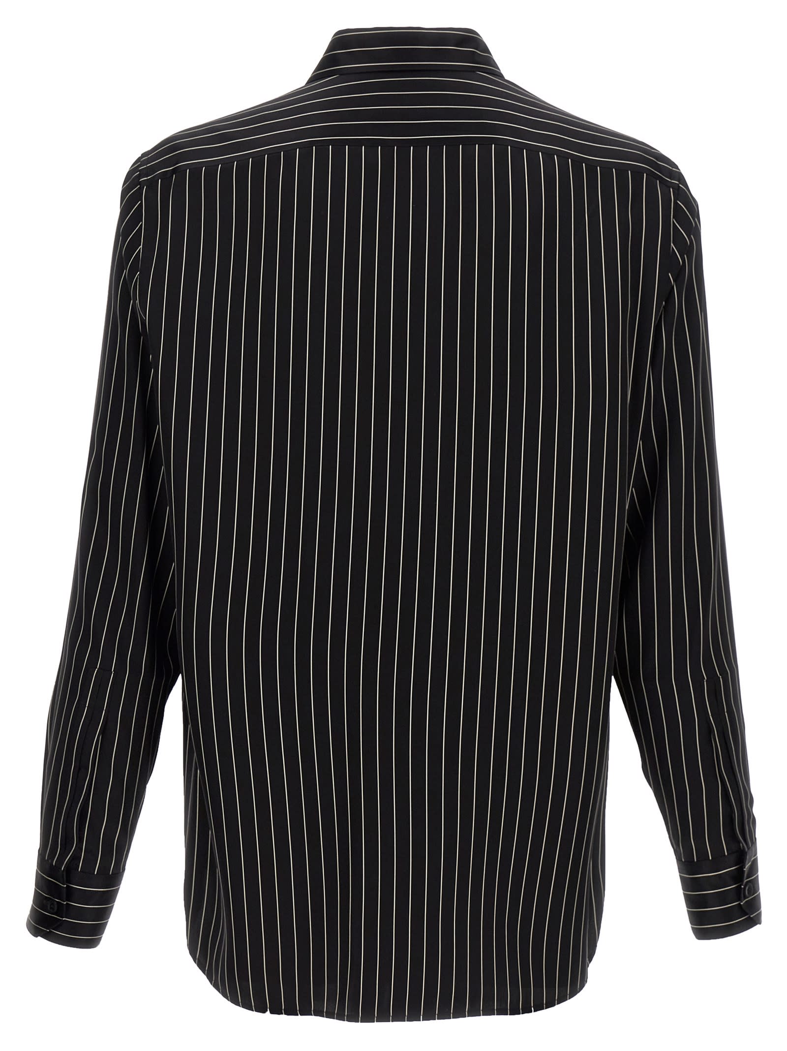 Shop Saint Laurent Striped Shirt In White/black