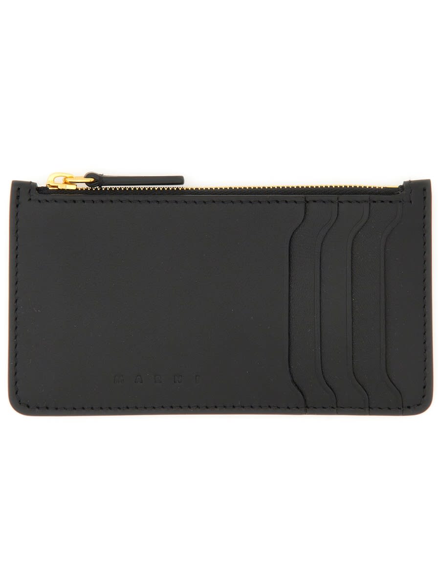 Shop Marni Card Holder With Logo In Black