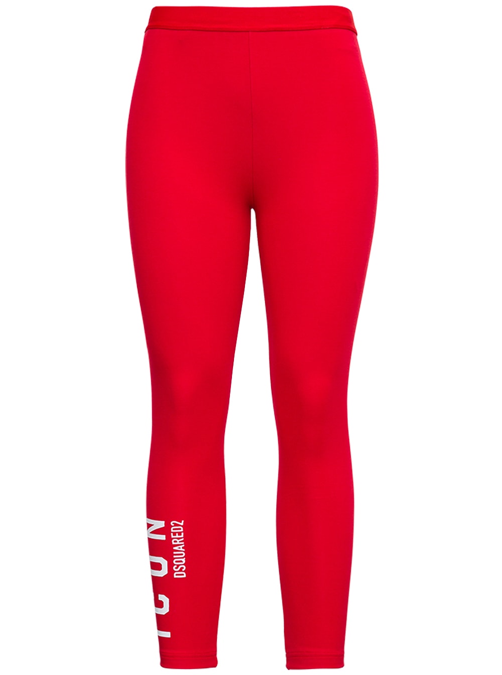 Dsquared2 Red Cotton Blend Leggings With Logo Print