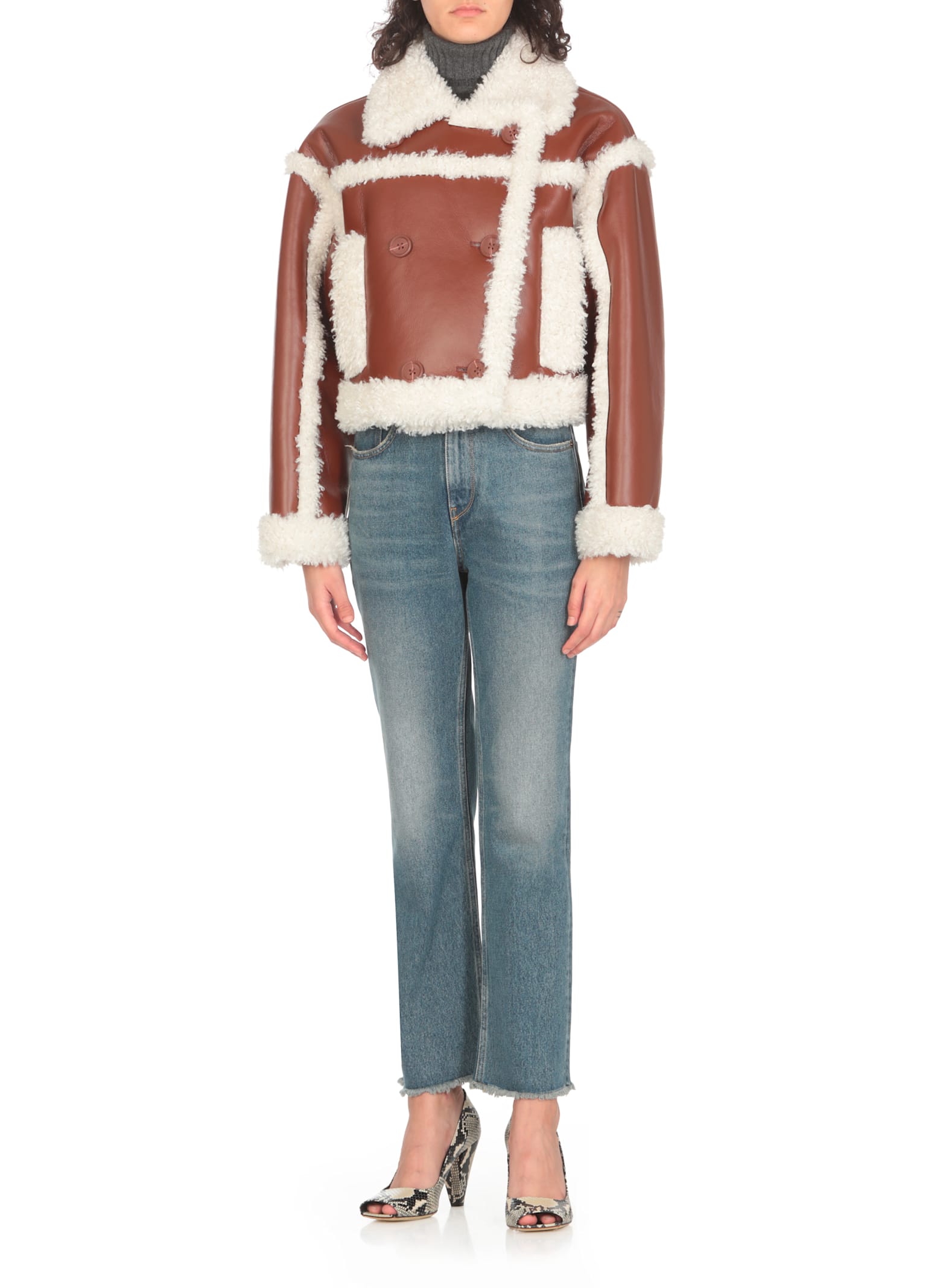 Shop Stand Studio Kristy Cropped Jacket In Brown