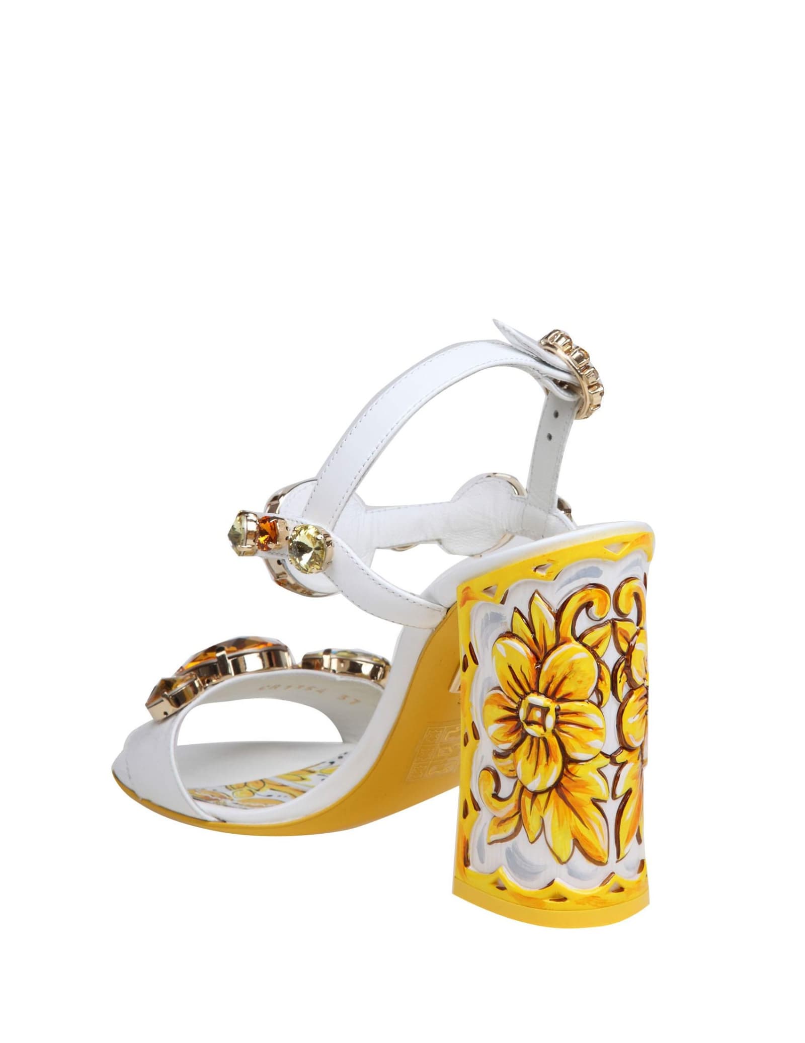 Shop Dolce & Gabbana Keira Patent Sandal With Applied Stones In White/multicolor