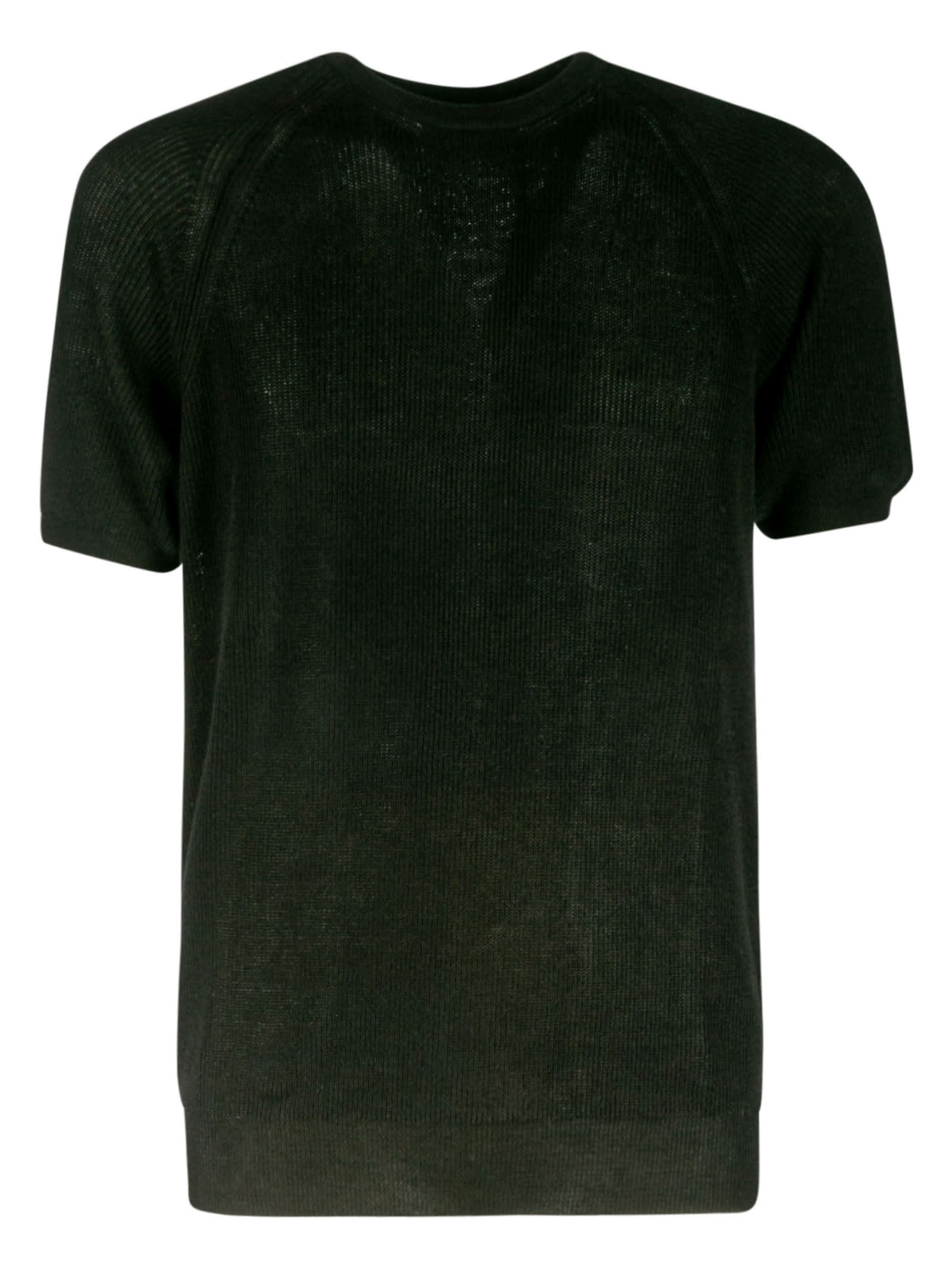 Laneus Ribbed Knit T-shirt In Black