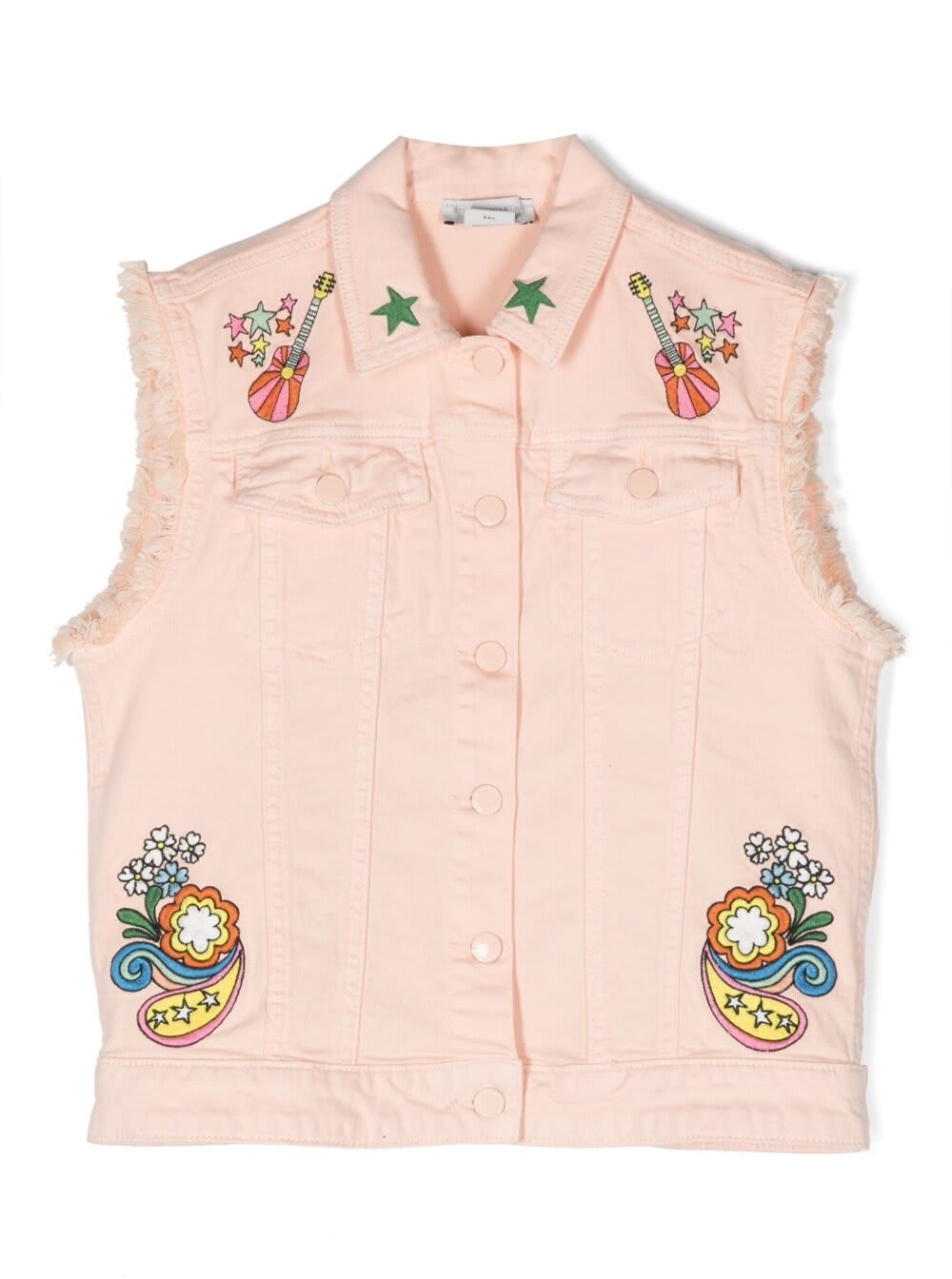 Shop Stella Mccartney Pink Vest With Graphic Print In Stretch Cotton Girl