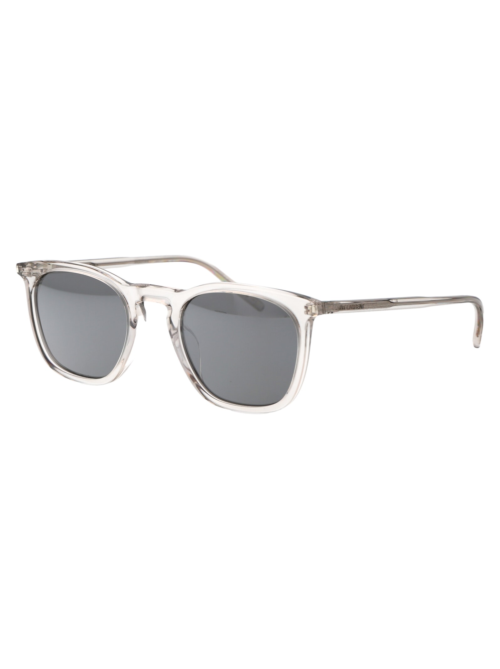 Saint Laurent Beige Beige Silver Acetate Sunglasses In White